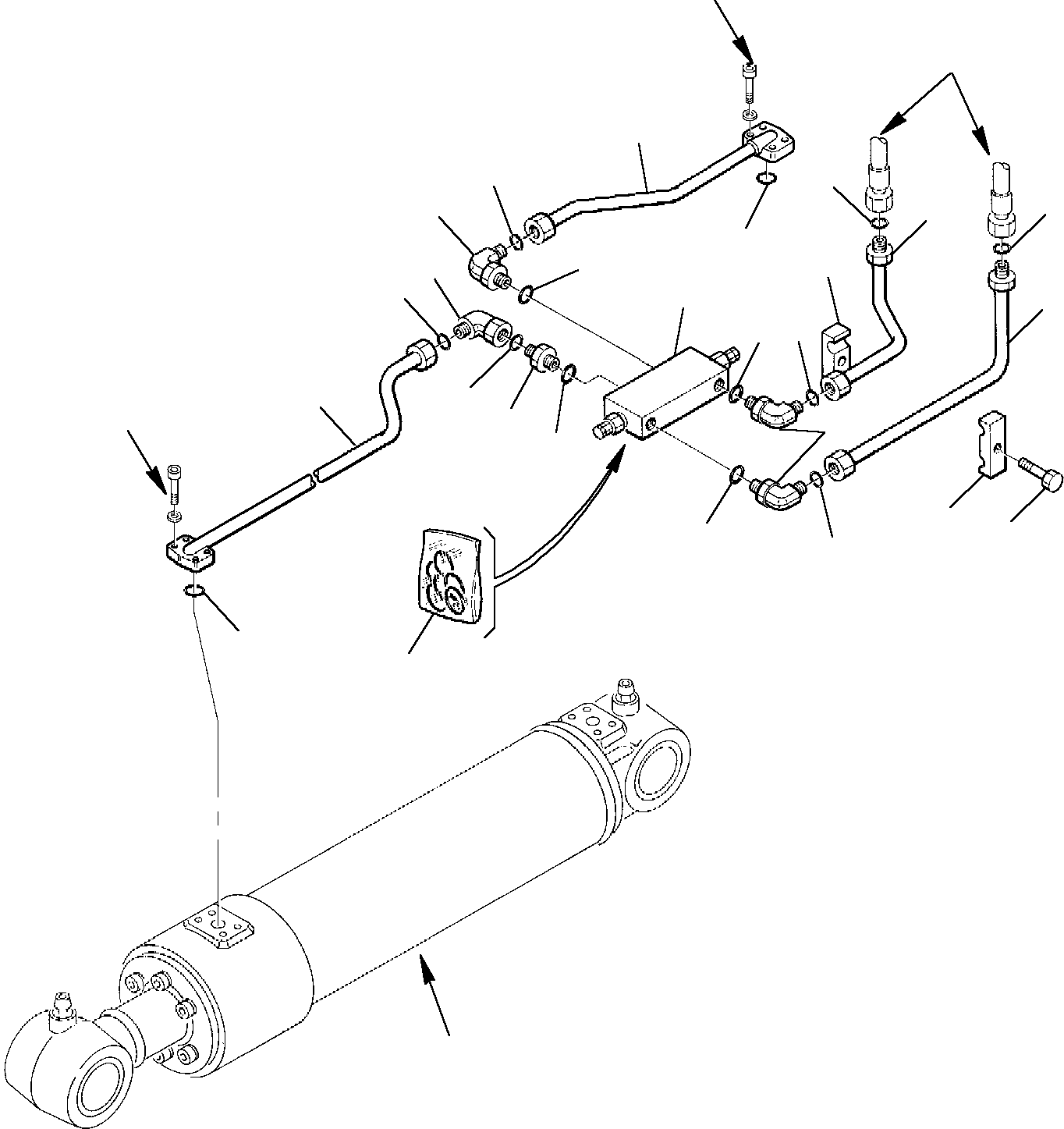 Komatsu parts book diagram for PC95R-2 USA S/N 21D5220114-Up: HYDRAULIC PIPING (2ND BOOM CYLINDER LINE) (SAFETY VALVE)