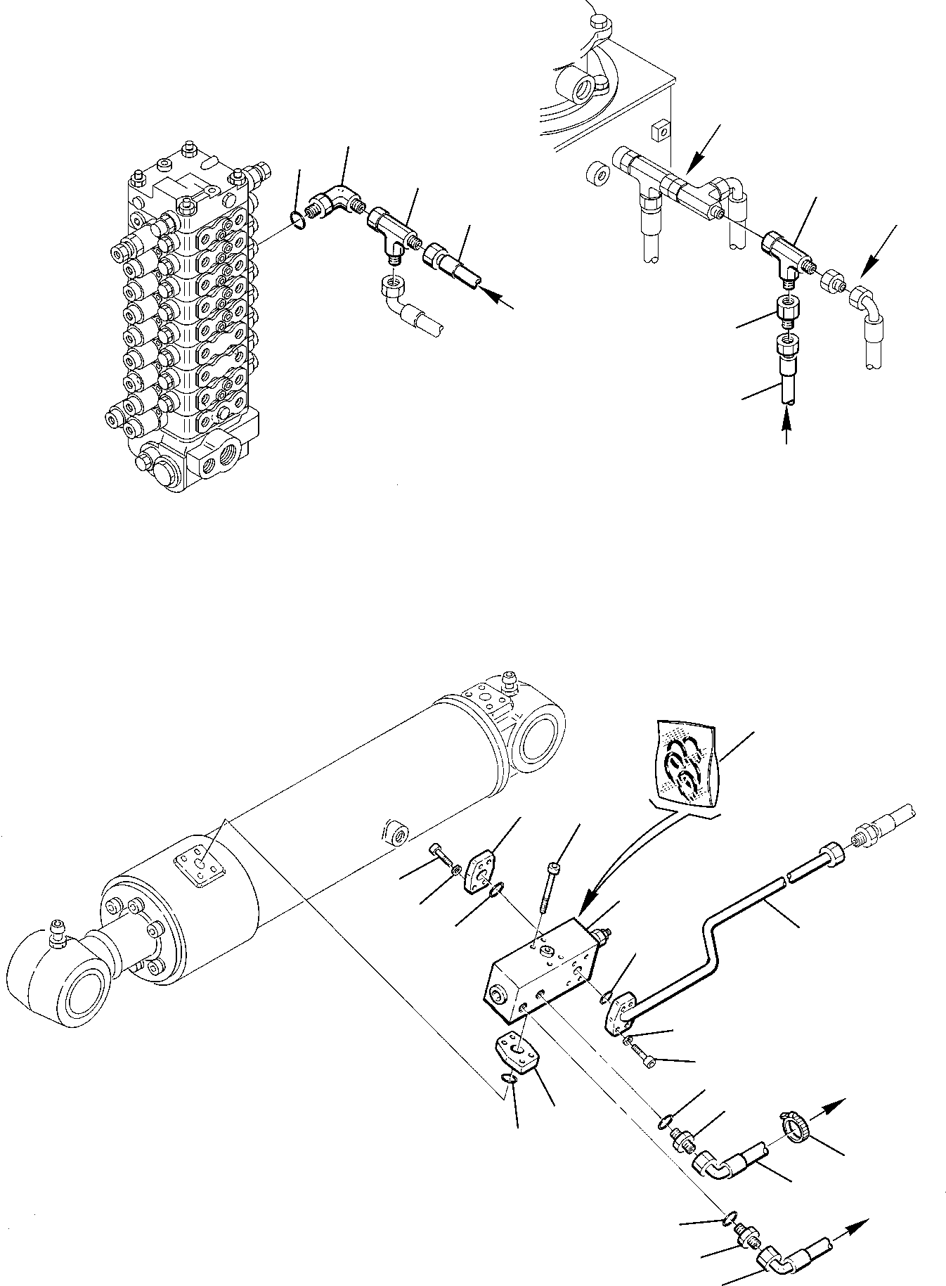 Komatsu parts book diagram for PC95R-2 USA S/N 21D5220114-Up: HYDRAULIC PIPING (ARM CYLINDER LINE) (SAFETY VALVE)
