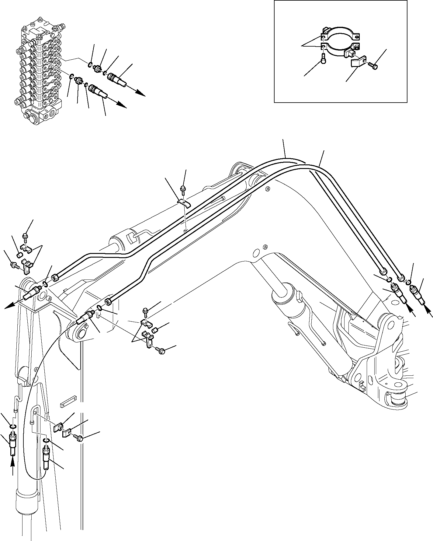 Komatsu parts book diagram for PC95R-2 USA S/N 21D5220114-Up: HYDRAULIC PIPING (BUCKET CYLINDER LINE)