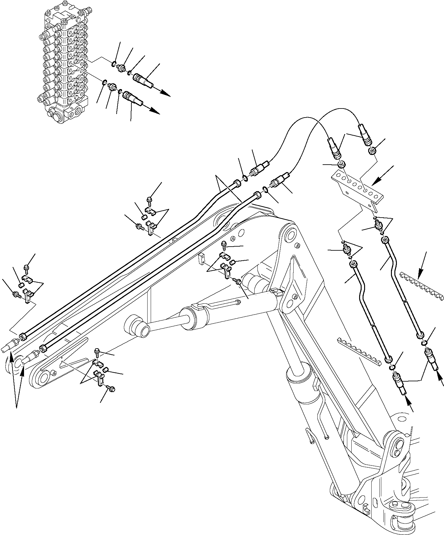 Komatsu parts book diagram for PC95R-2 USA S/N 21D5220114-Up: HYDRAULIC PIPING (BUCKET CYLINDER LINE) (FOR 2-PIECE BOOM)