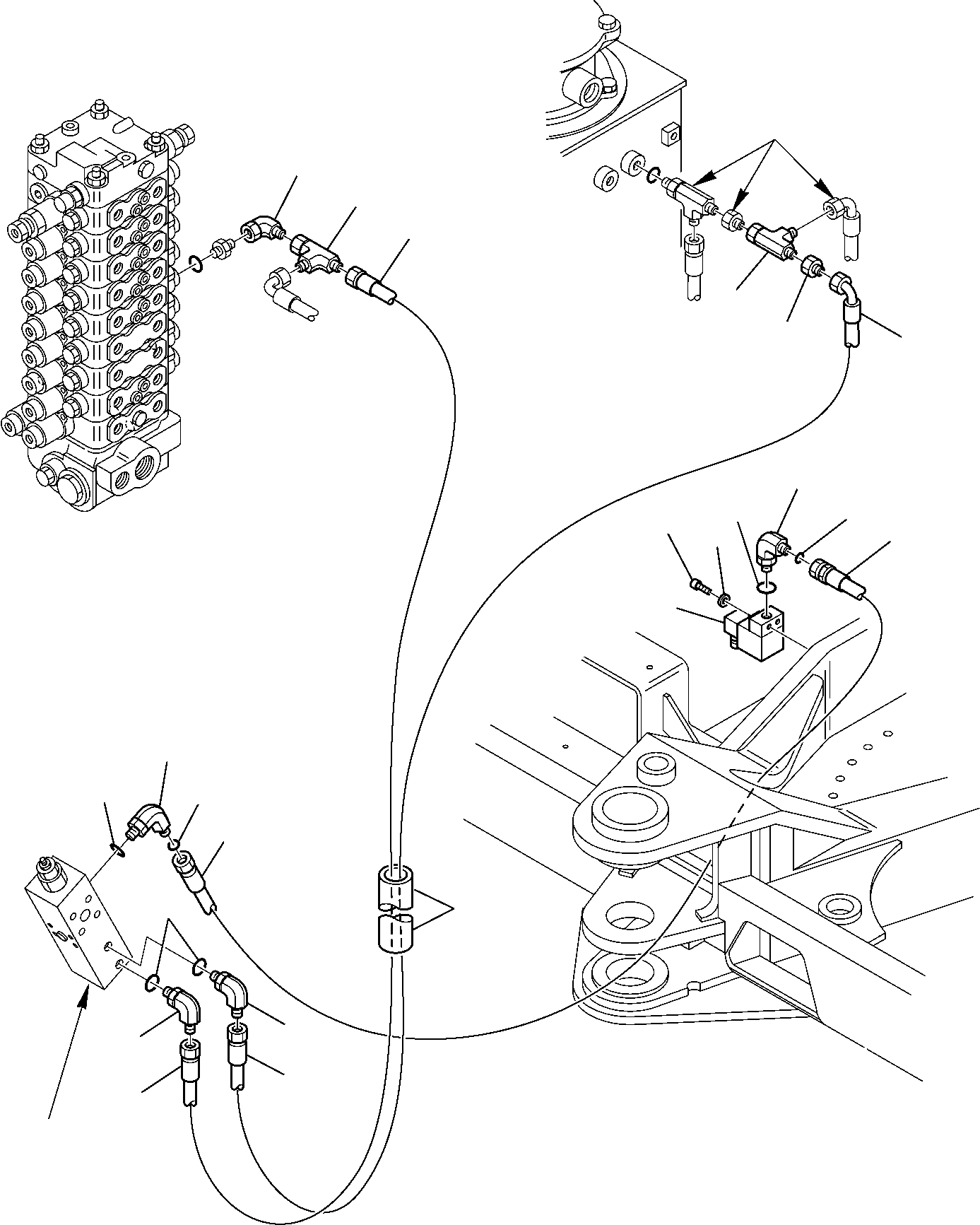 Komatsu parts book diagram for PC95R-2 USA S/N 21D5220114-Up: HYDRAULIC PIPING (OVERLOAD SENSOR LINE)