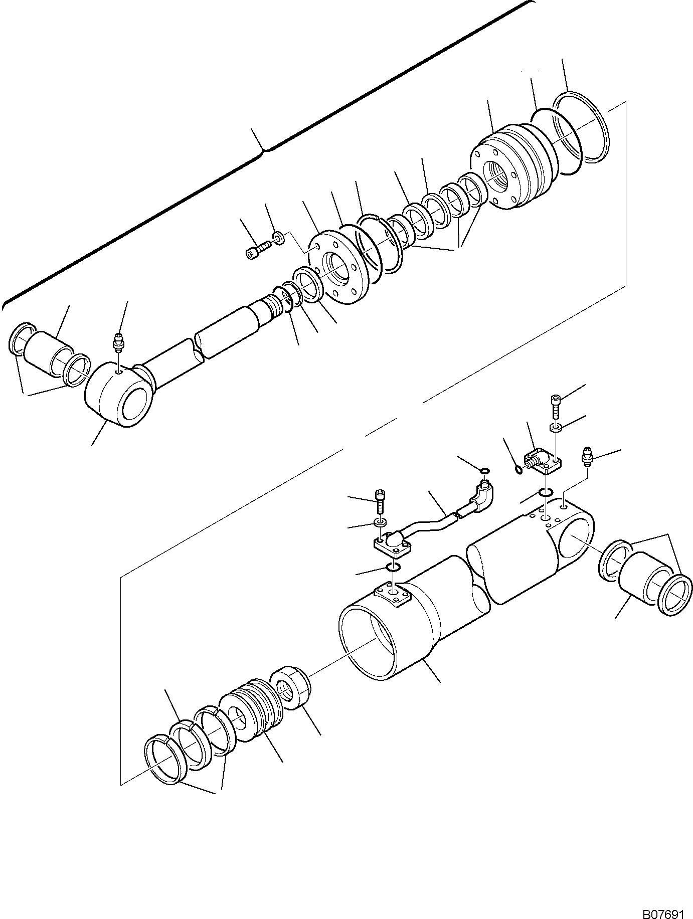 Komatsu parts book diagram for PC95R-2 USA S/N 21D5220114-Up: 2ND BOOM CYLINDER, R.H.