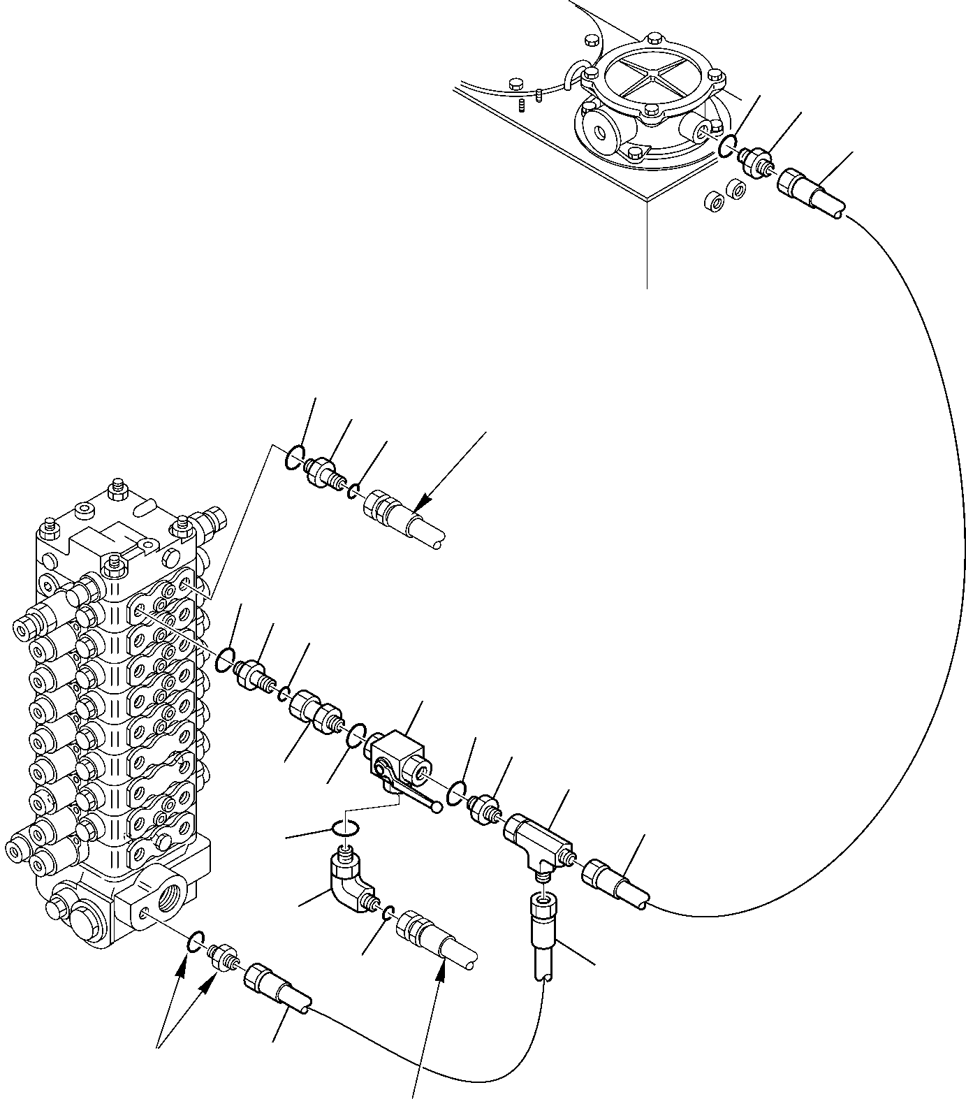 Komatsu parts book diagram for PC95R-2 USA S/N 21D5220114-Up: HYDRAULIC PIPING (ATTACHMENT LINE)