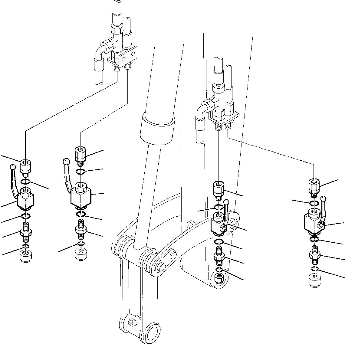 Komatsu parts book diagram for PC95R-2 USA S/N 21D5220114-Up: HYDRAULIC PIPING (ATTACHMENT LINE) (OPTIONAL COCK)