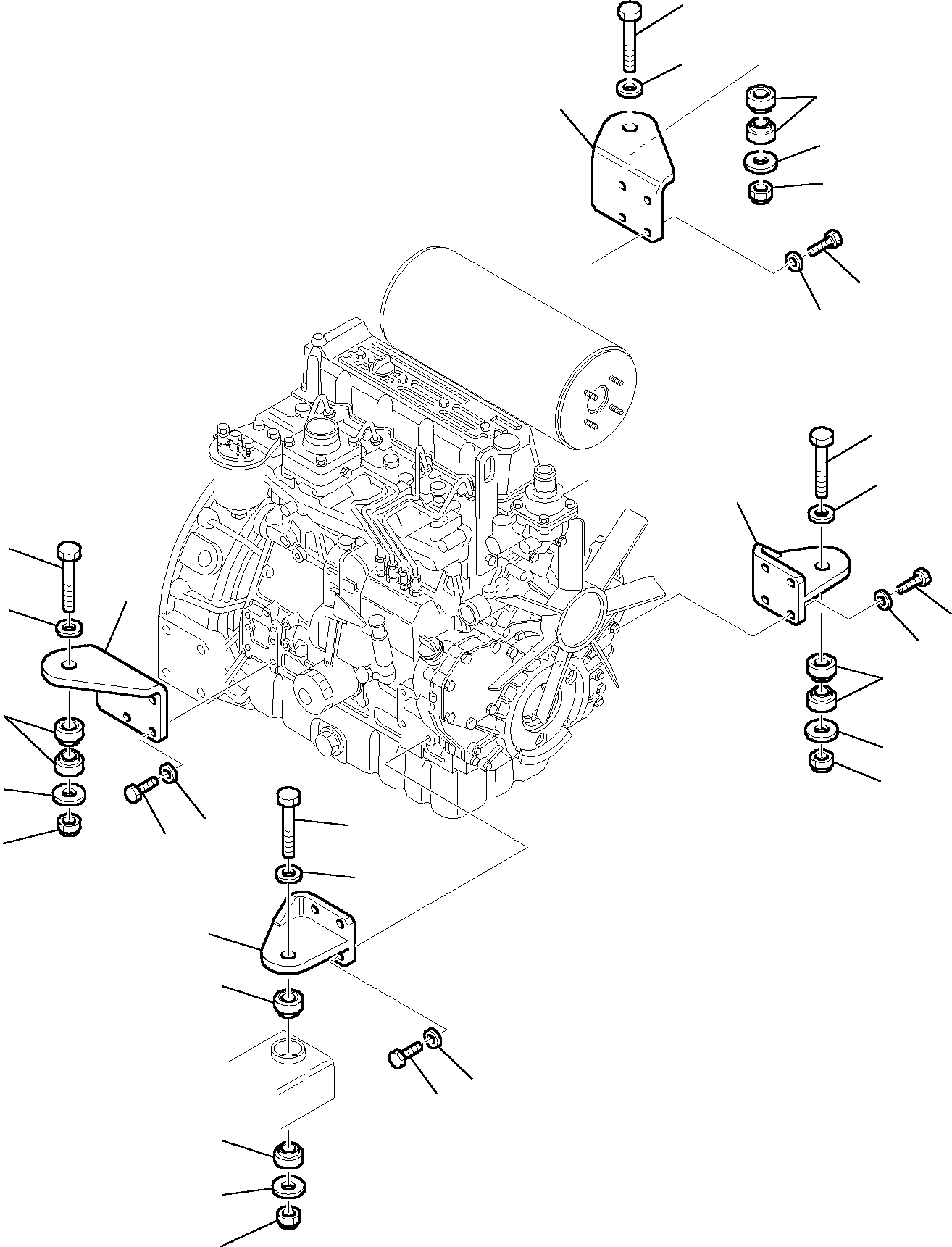 Excavators Komatsu / PC95R-2 S/N 21D5200001-Up(pc95r_2) / ENGINE MOUNTING PARTS(B-0010 : 1000)