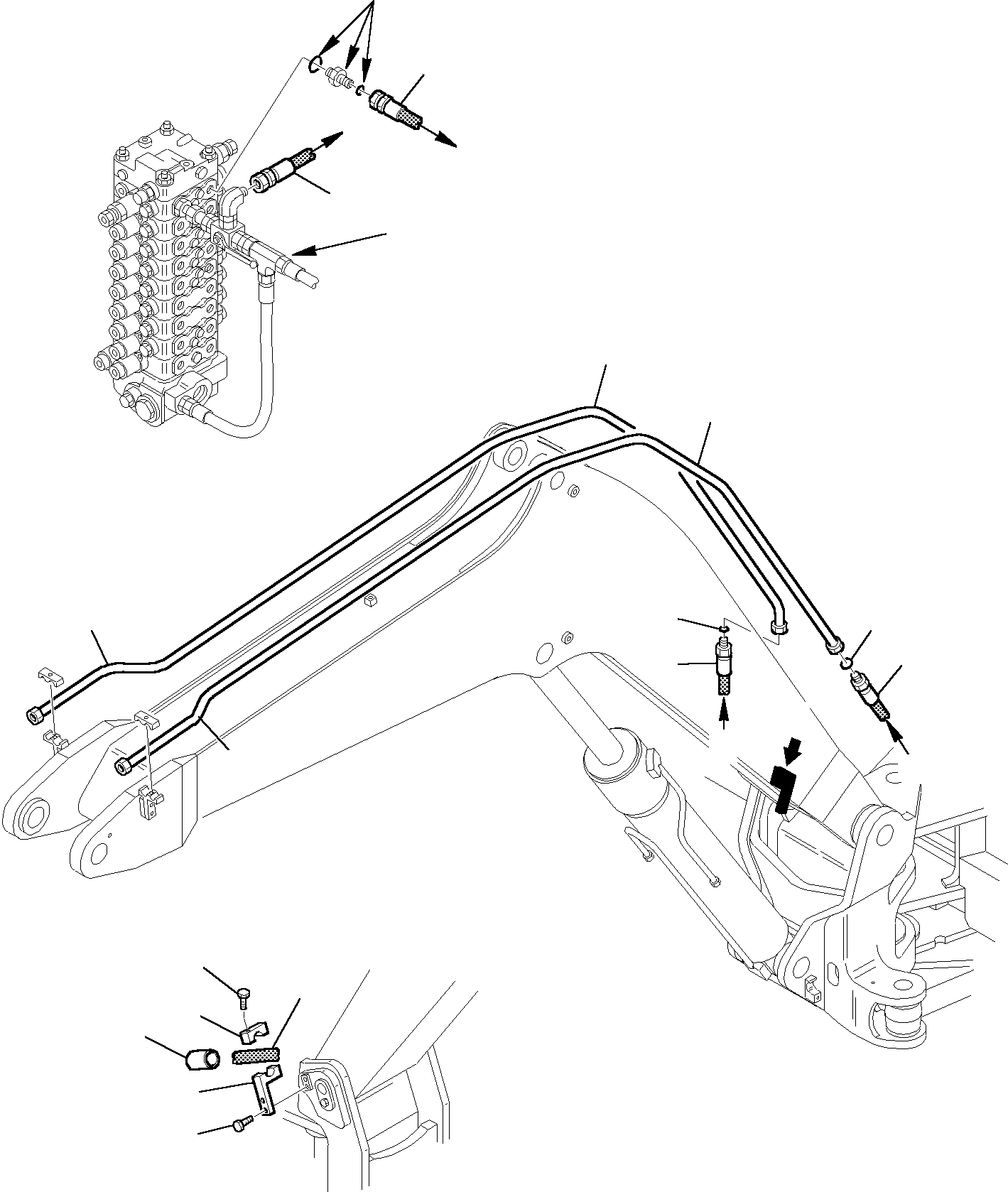 Excavators Komatsu / PC95R-2 S/N 21D5200001-Up(pc95r_2) / HYDRAULIC PIPING (ATTACHMENT LINE) (BOOM SIDE)(H-0220 : 7910)