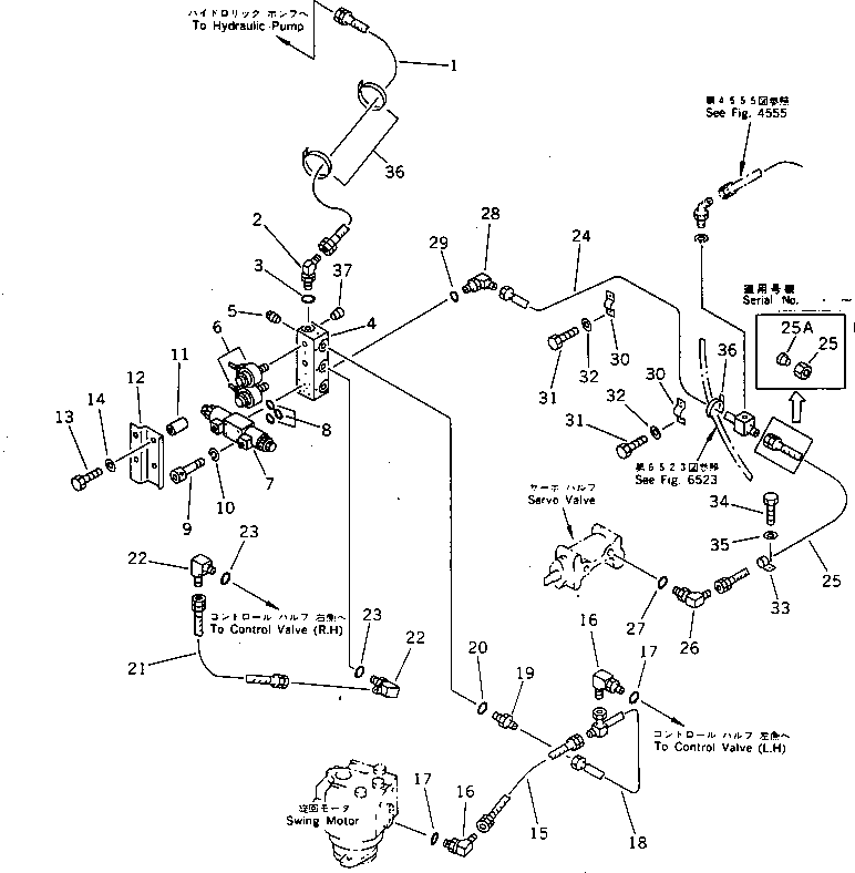 Excavators Komatsu / PF3-1 S/N 10001-UP(pf3-1r) / PILOT PIPING (1/2)(120160 : 4553)