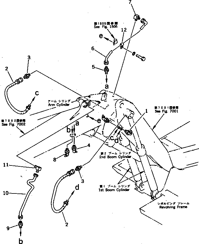 Excavators Komatsu / PF3-1 S/N 10001-UP(pf3-1r) / WORK EQUIPMENT LUBRICATION (BOOM SIDE)(210030 : 7003)