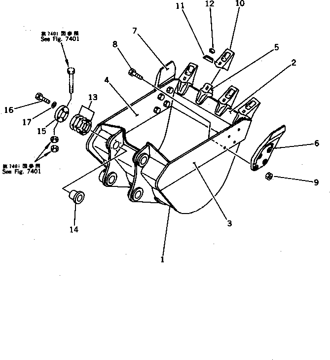 Excavators Komatsu / PF3-1 S/N 10001-UP(pf3-1r) / BUCKET 0.35M3 ? 700MM(#10001-10185)(210070 : 7011)