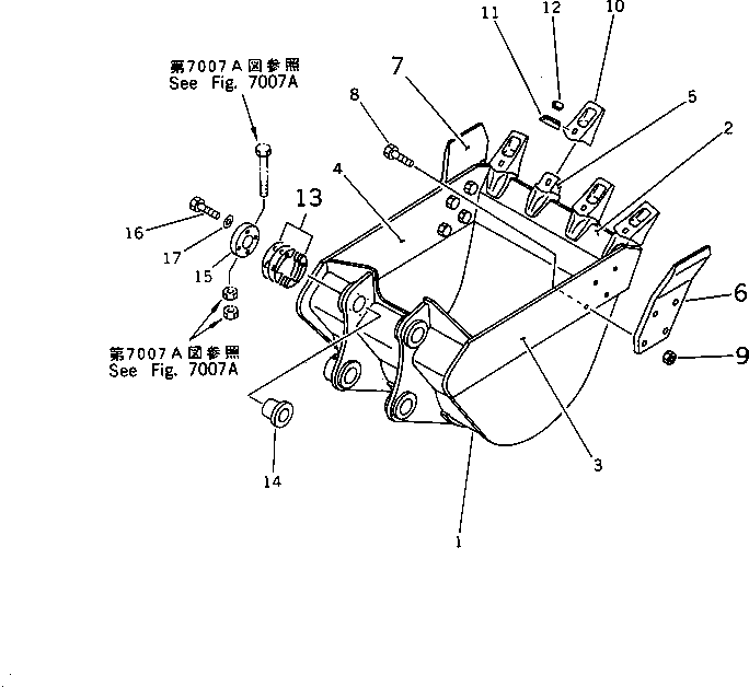 Excavators Komatsu / PF3-1 S/N 10001-UP(pf3-1r) / BUCKET 0.35M3 ? 700MM(#10186-)(210080 : 7011A)