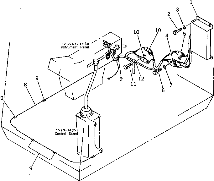 Komatsu parts book diagram for PF5-1 S/N 10001-UP: INSTRUMENT PANEL (3/4)