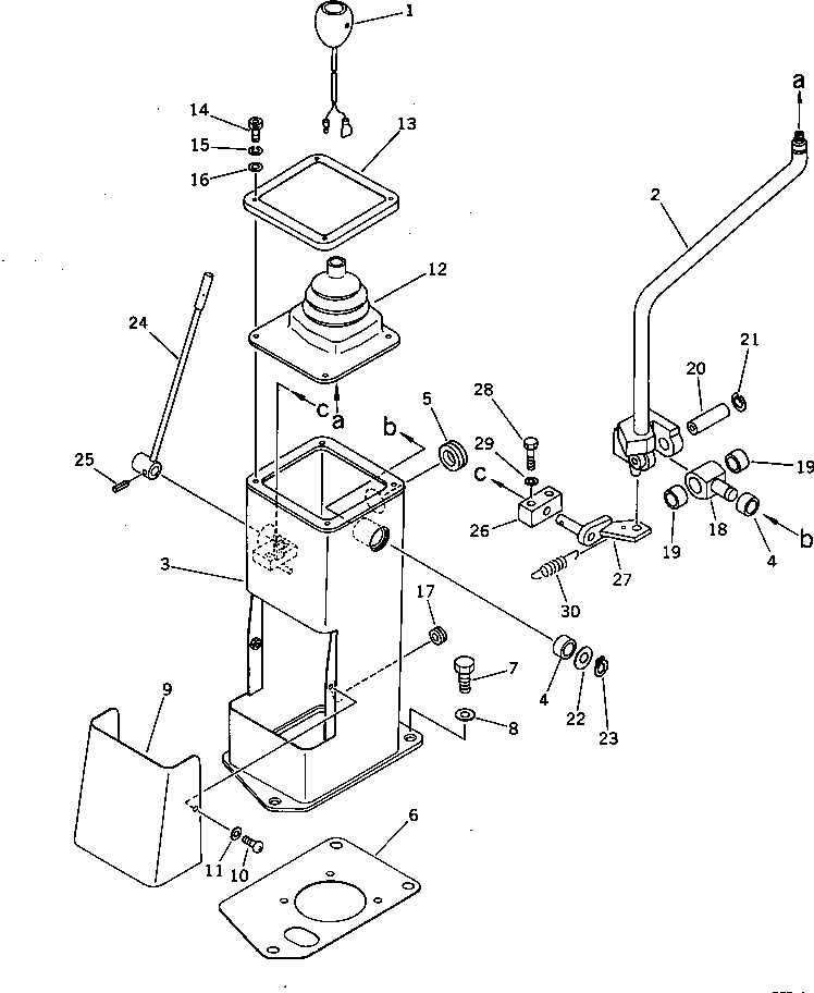 Komatsu parts book diagram for PF5-1 S/N 10001-UP: LONG LEVER CONTROL AND STAND ? R.H. (1/2)