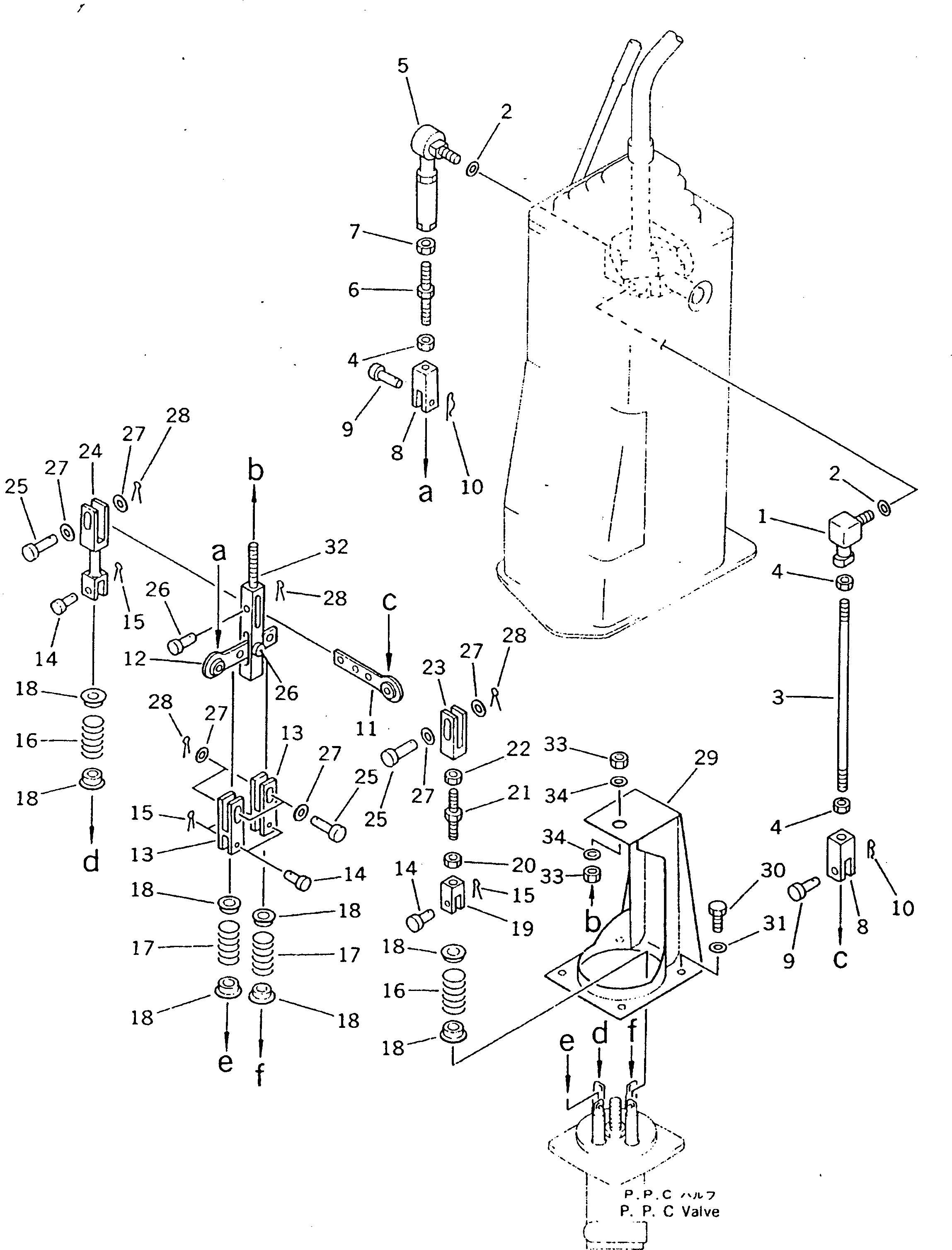 Komatsu parts book diagram for PF5-1 S/N 10001-UP: LONG LEVER CONTROL AND STAND ? R.H. (2/2)
