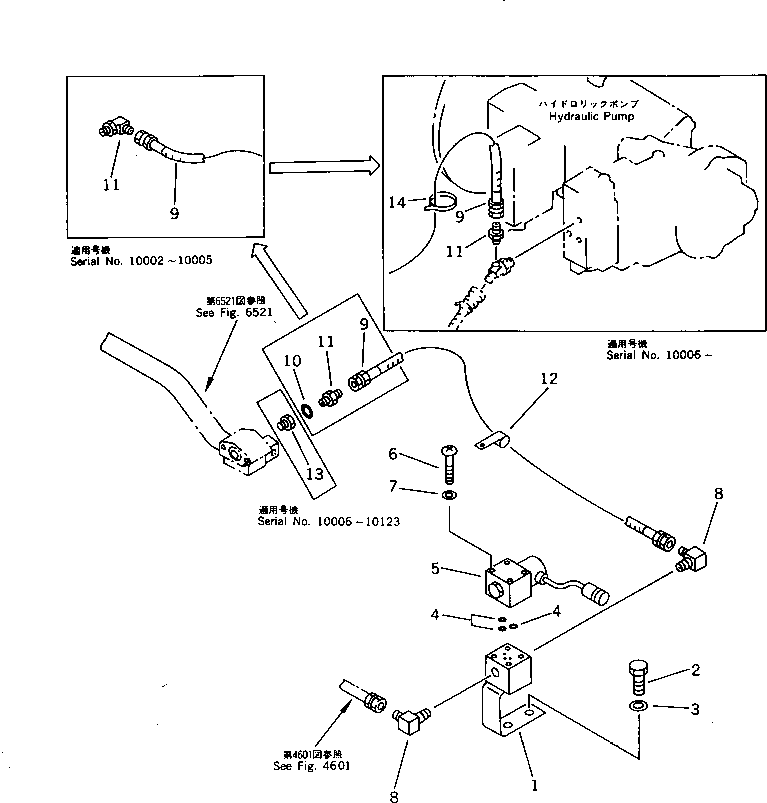 Komatsu parts book diagram for PF5-1 S/N 10001-UP: O.L.S.S. PIPING (2/2)(#10001-10194)