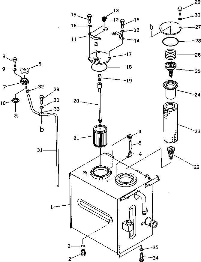 Komatsu parts book diagram for PF5-1 S/N 10001-UP: HYDRAULIC OIL TANK