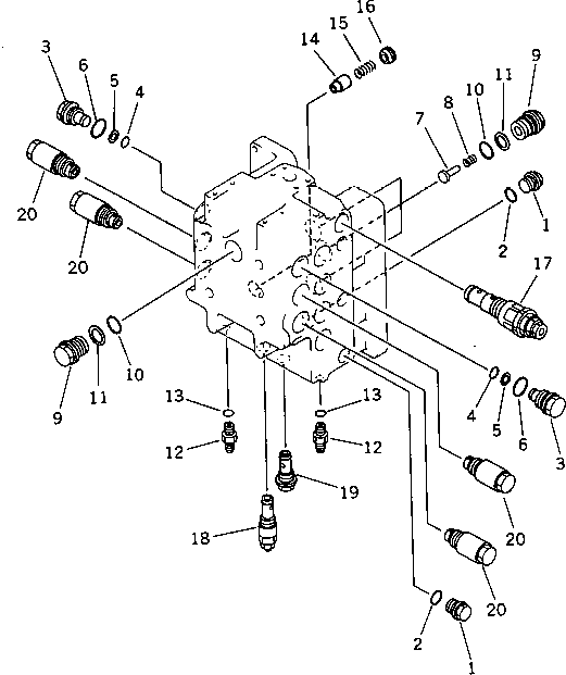 Komatsu parts book diagram for PF5-1 S/N 10001-UP: CONTROL VALVE (5/7)