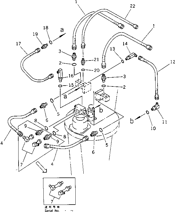 Komatsu parts book diagram for PF5-1 S/N 10001-UP: HYDRAULIC PIPING (2/2) (ROTATION AND DRAIN)