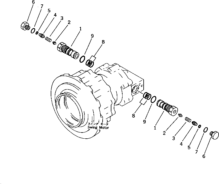 Komatsu parts book diagram for PF5-1 S/N 10001-UP: SWING MOTOR BRAKE VALVE(#10001-10194)