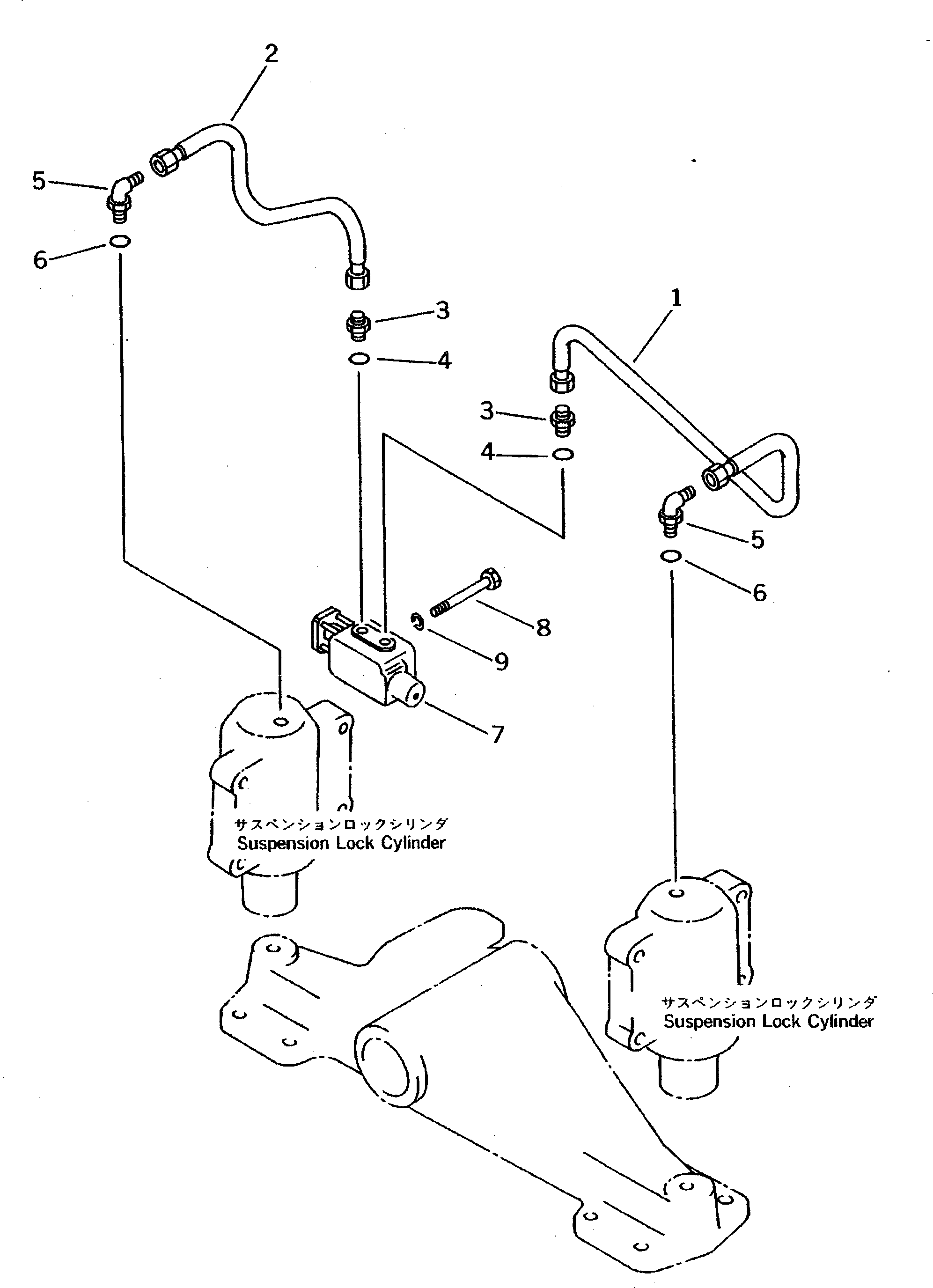 Excavators Komatsu / PW100-3 S/N 1601-UP(pw100-3r) / SUSPENSION LOCK CYLINDER PIPING(#2301-)(090490 : 3661A)
