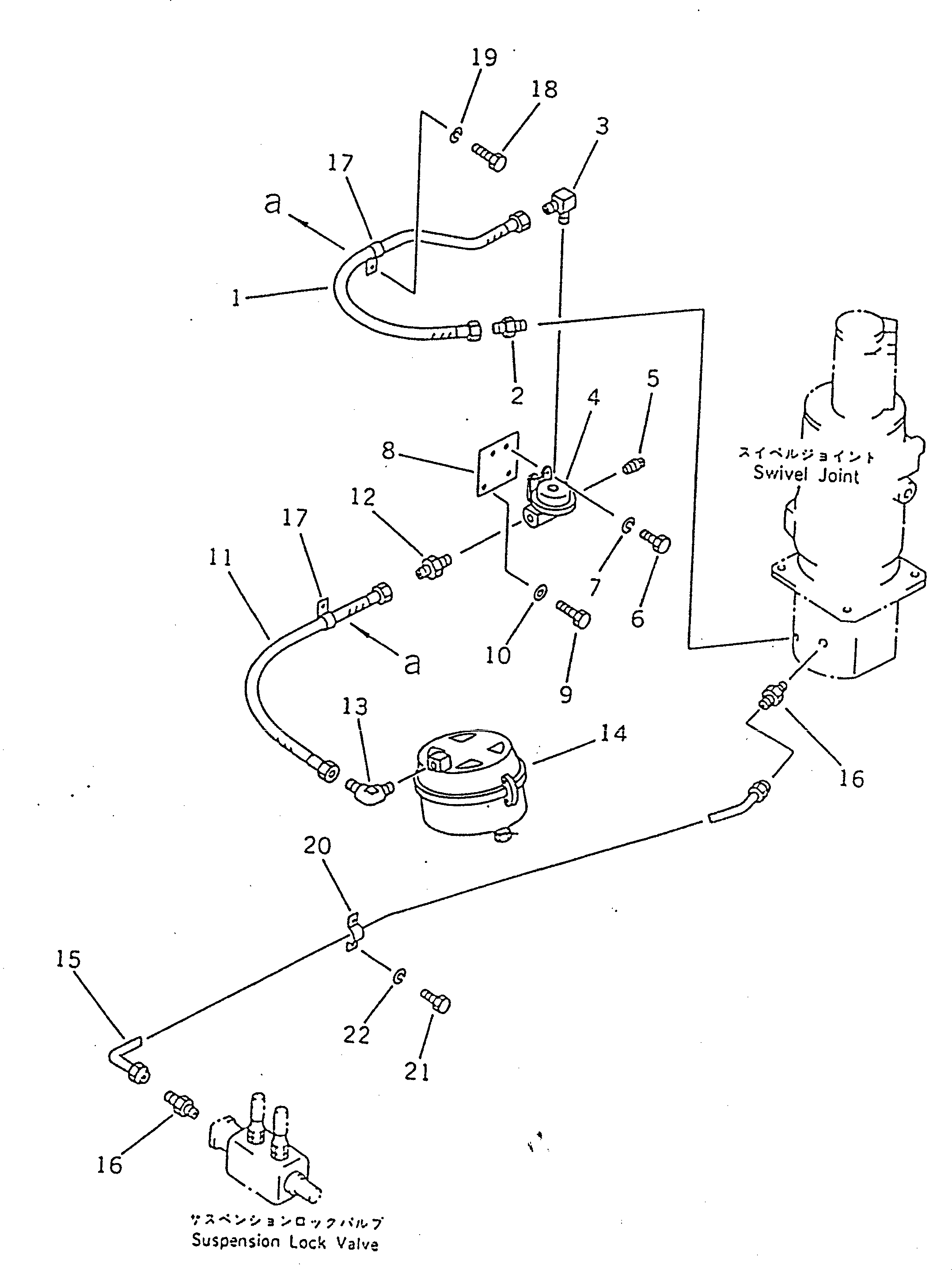 Excavators Komatsu / PW100-3 S/N 1601-UP(pw100-3r) / LOWER AIR PIPING (SUSPENSION LOCK AND PARKING BRAKE)(#2301-)(090680 : 3855A)