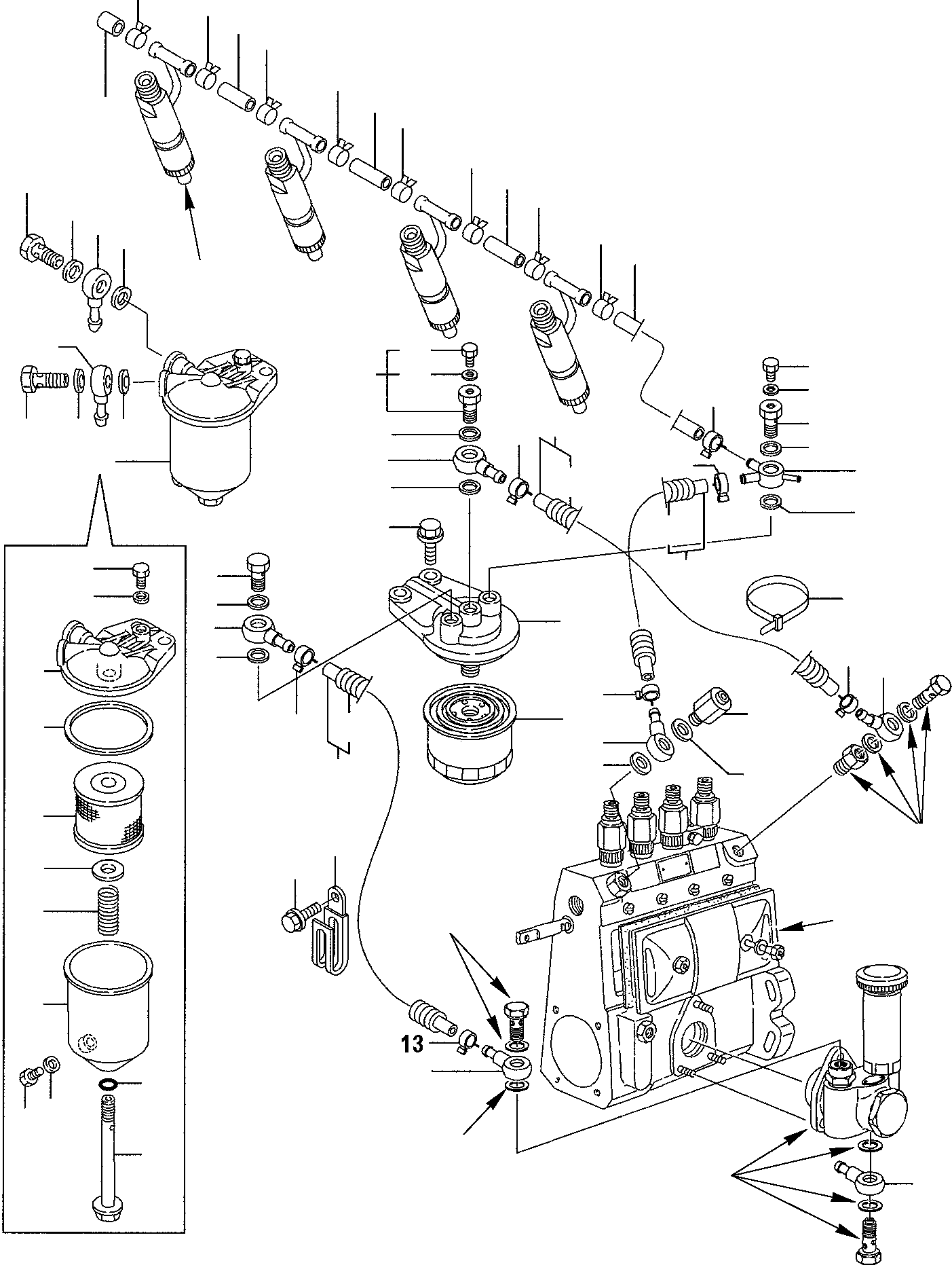 Komatsu parts book diagram for PW110R-1 S/N 2260010001-Up: FUEL PIPING