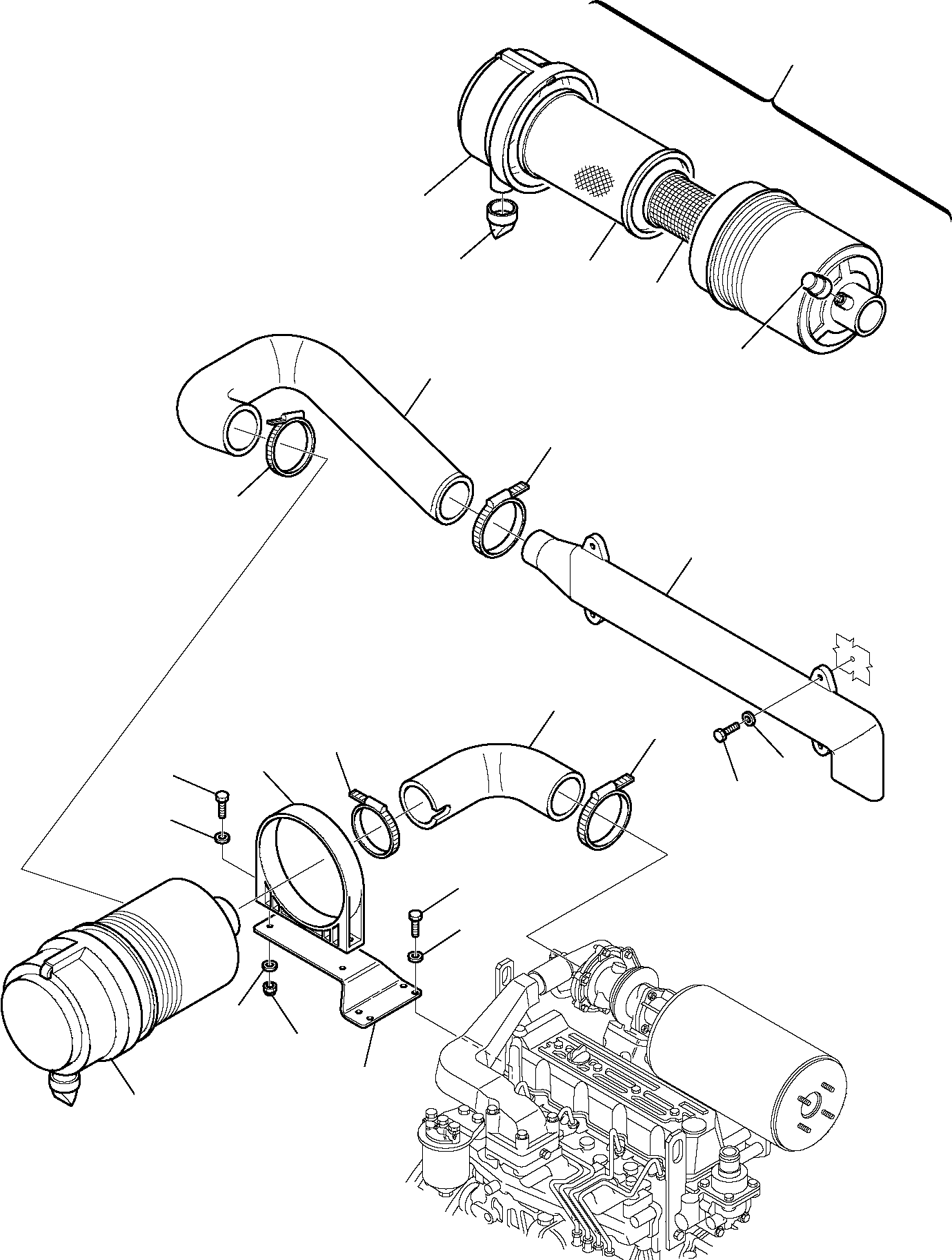 Komatsu parts book diagram for PW110R-1 S/N 2260010001-Up: AIR CLEANER AND MOUNTING