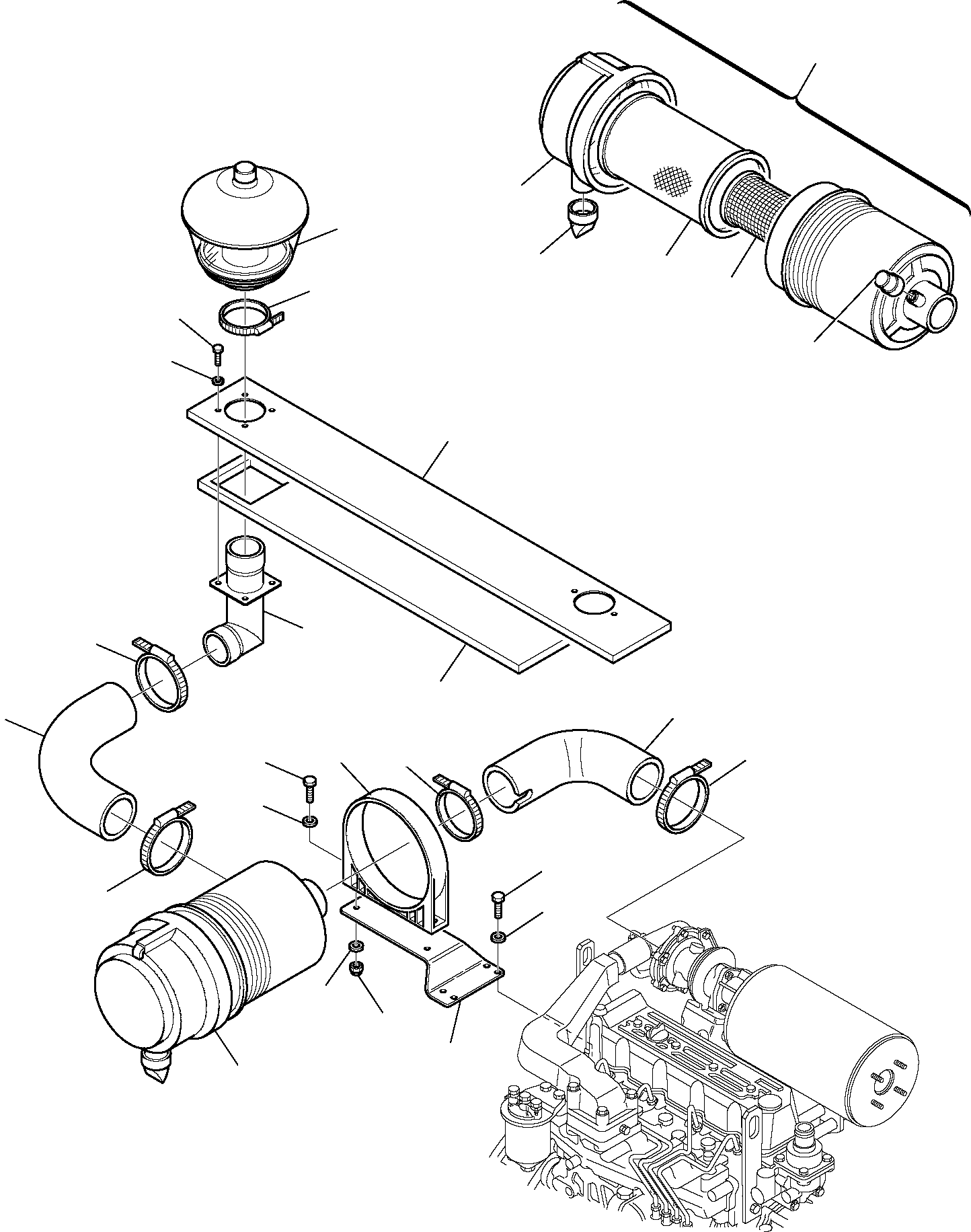 Komatsu parts book diagram for PW110R-1 S/N 2260010001-Up: AIR CLEANER AND MOUNTING (OPTIONAL)
