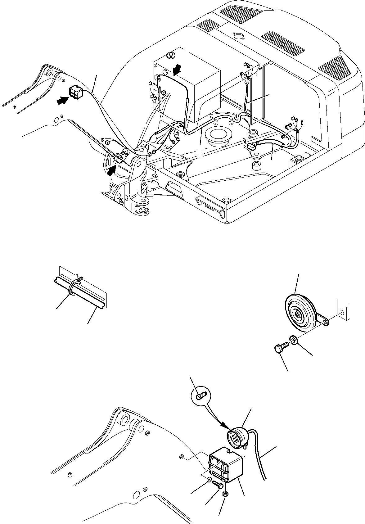 Komatsu parts book diagram for PW110R-1 S/N 2260010001-Up: ELECTRICAL SYSTEM (LIGHT AND SERVICE LINE) (1/2)