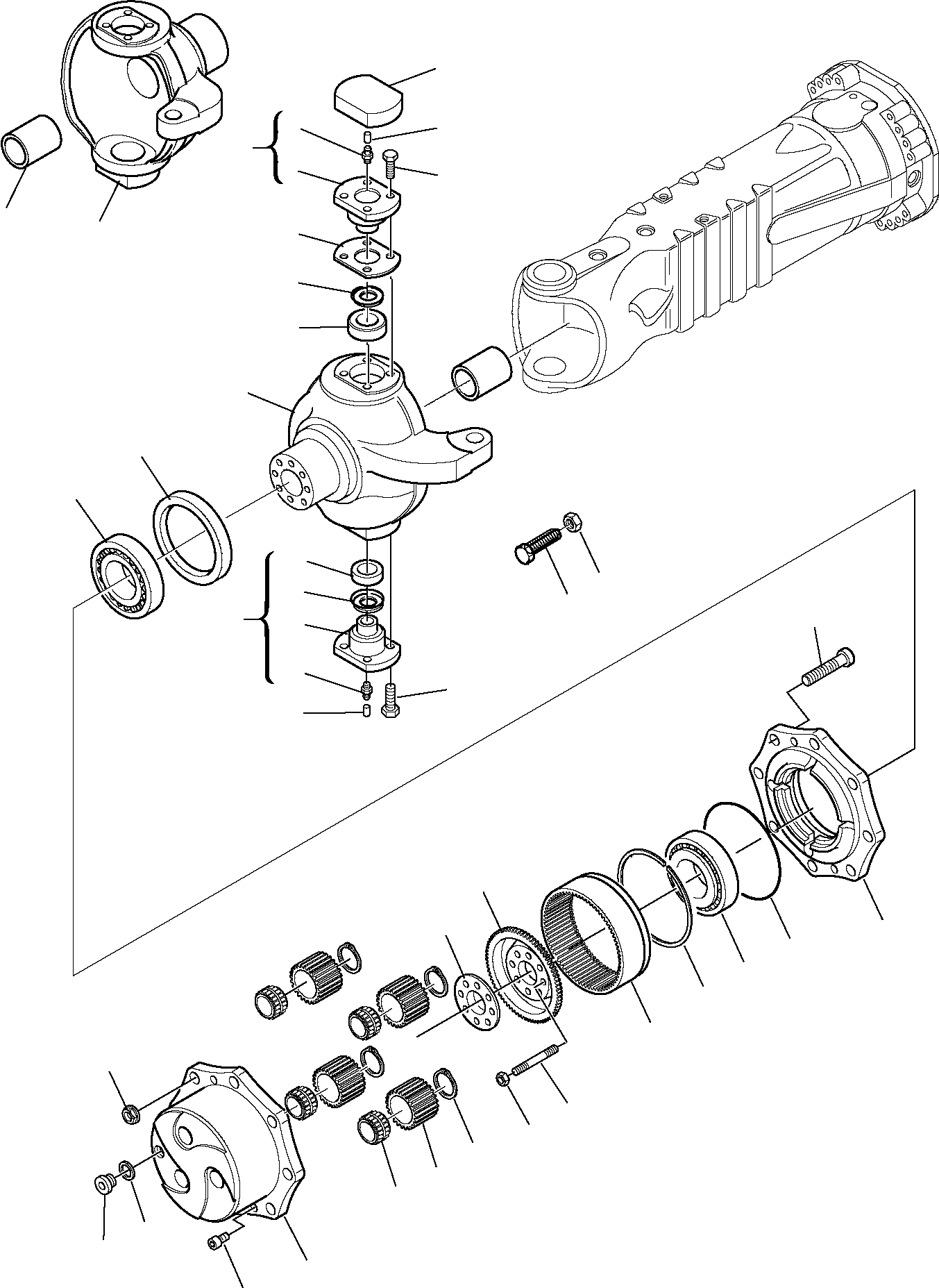 Komatsu parts book diagram for PW110R-1 S/N 2260010001-Up: FRONT AXLE (4/6)