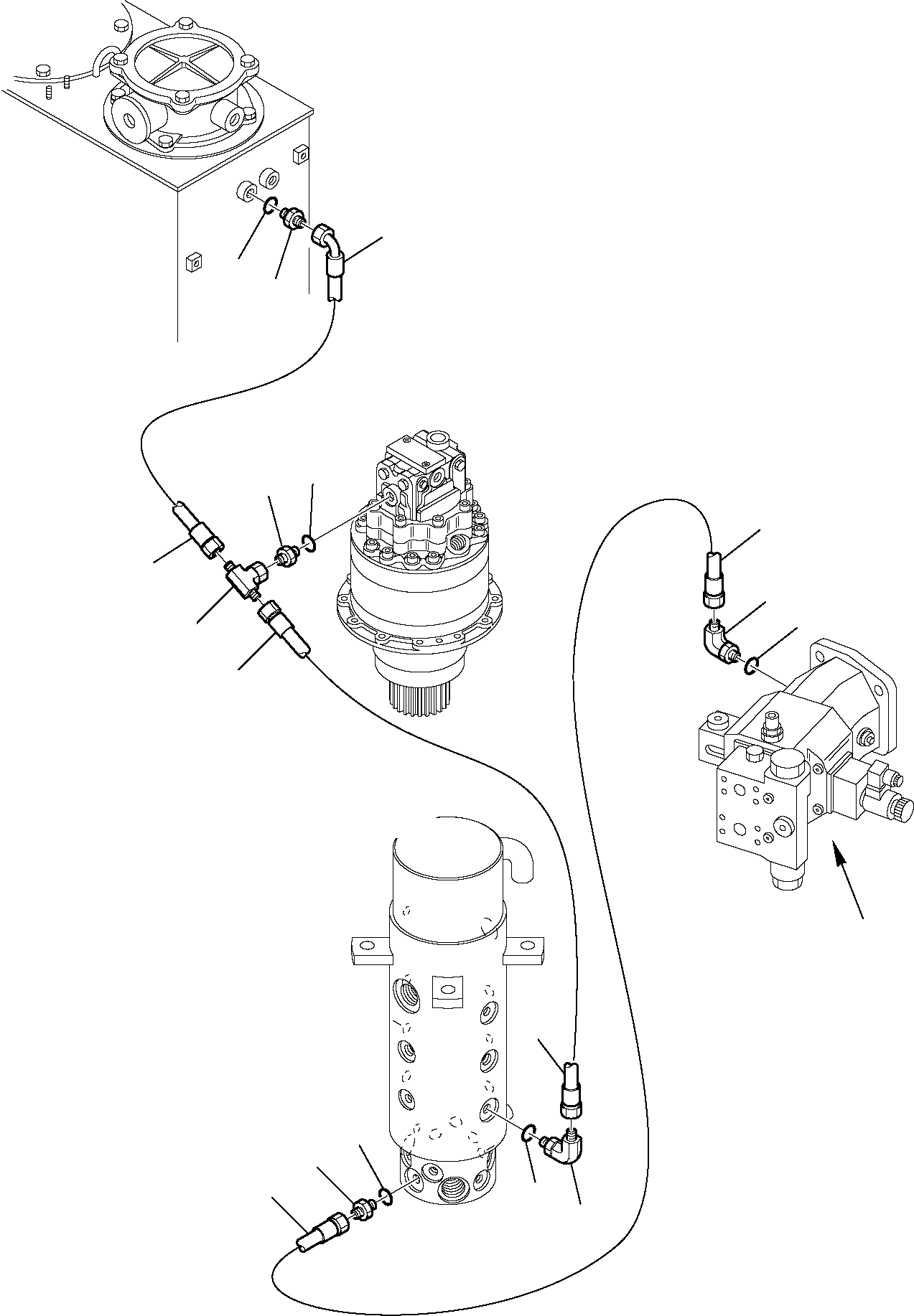 Komatsu parts book diagram for PW110R-1 S/N 2260010001-Up: HYDRAULIC PIPING (DRAIN LINE)