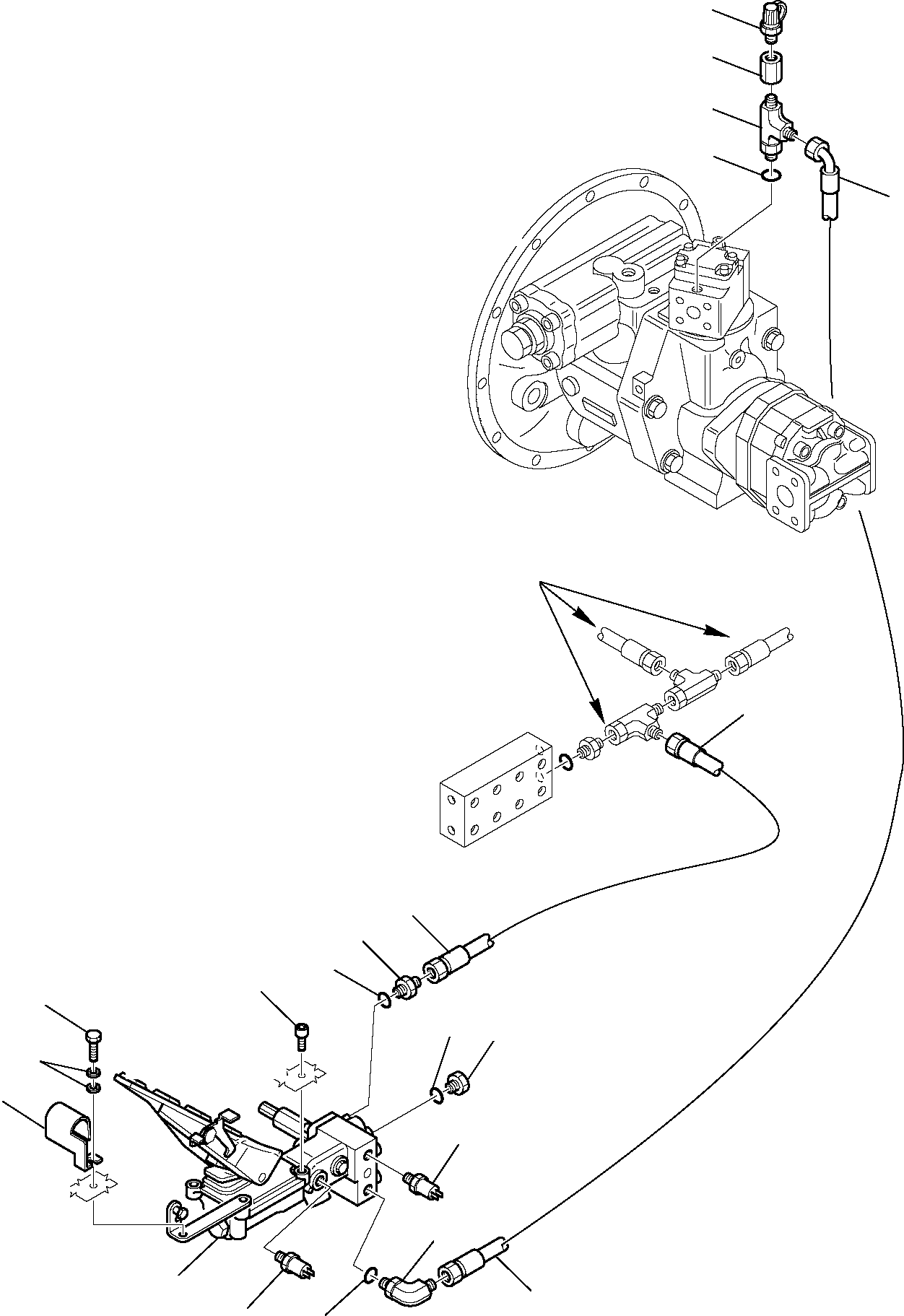Komatsu parts book diagram for PW110R-1 S/N 2260010001-Up: HYDRAULIC PIPING (BRAKE LINE) (1/3)