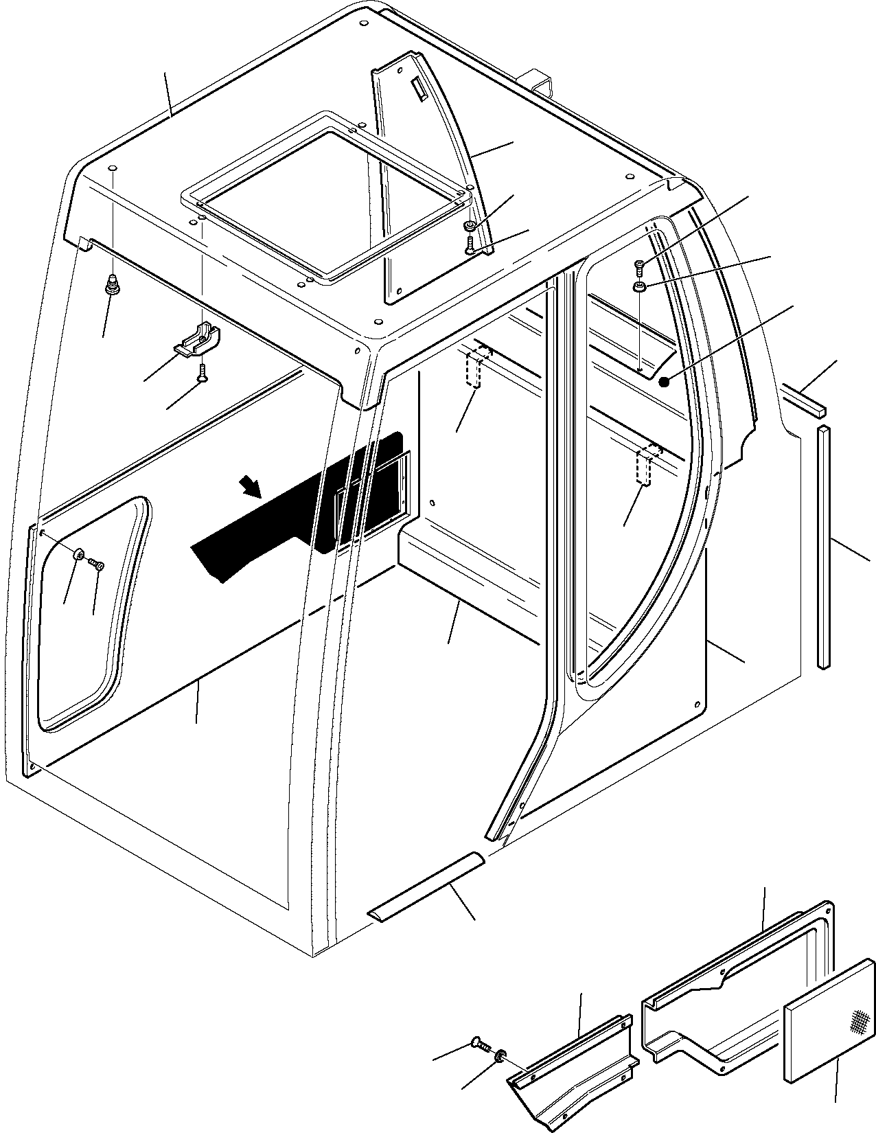 Komatsu parts book diagram for PW110R-1 S/N 2260010001-Up: CABIN (6/6)