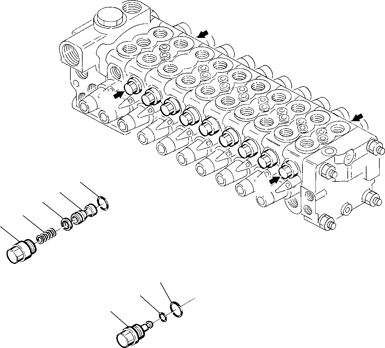 Komatsu parts book diagram for PW110R-1 S/N 2260010001-Up: CONTROL VALVE (6/7)