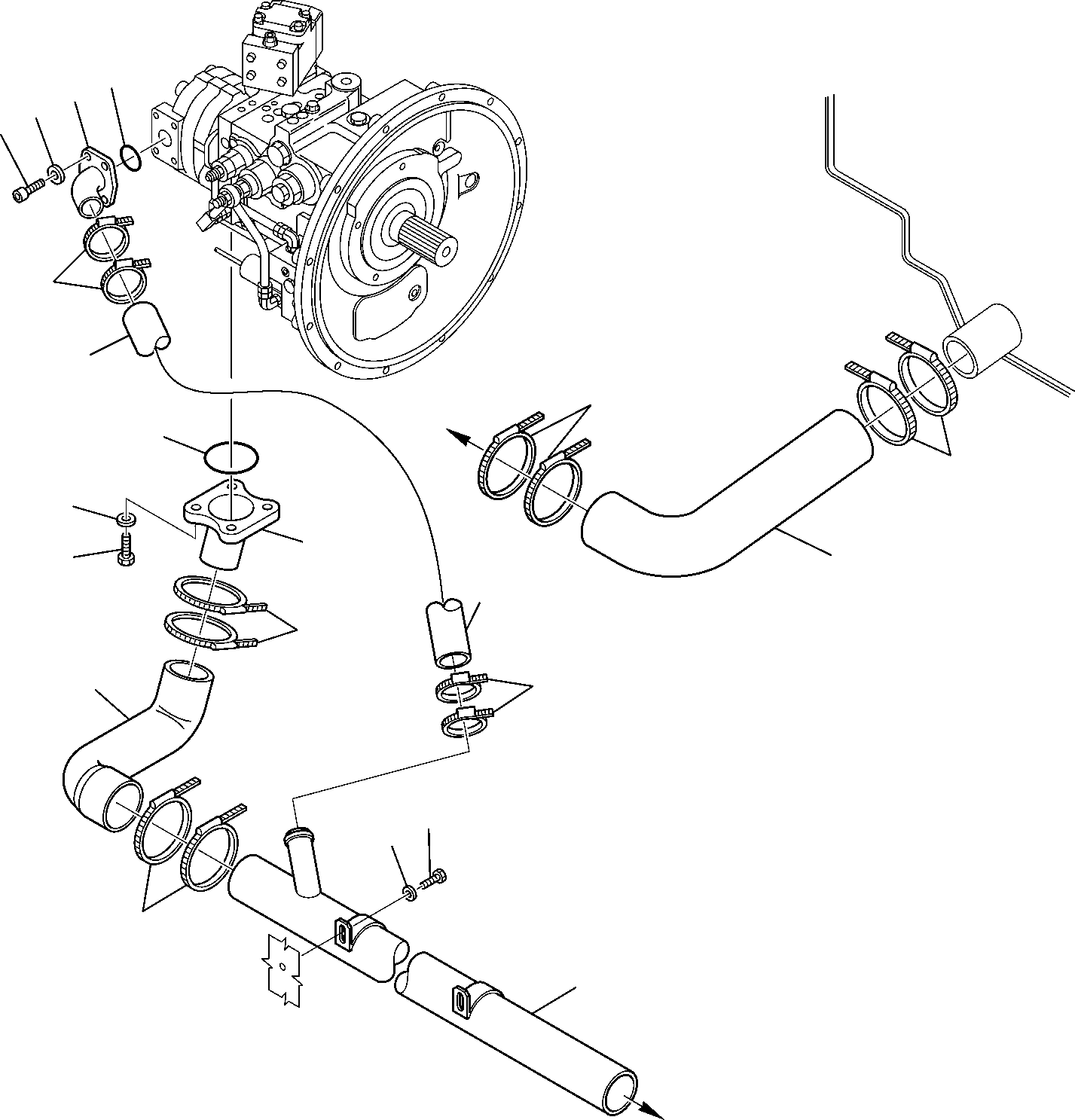 Komatsu parts book diagram for PW110R-1 S/N 2260010001-Up: HYDRAULIC PIPING (SUCTION LINE)