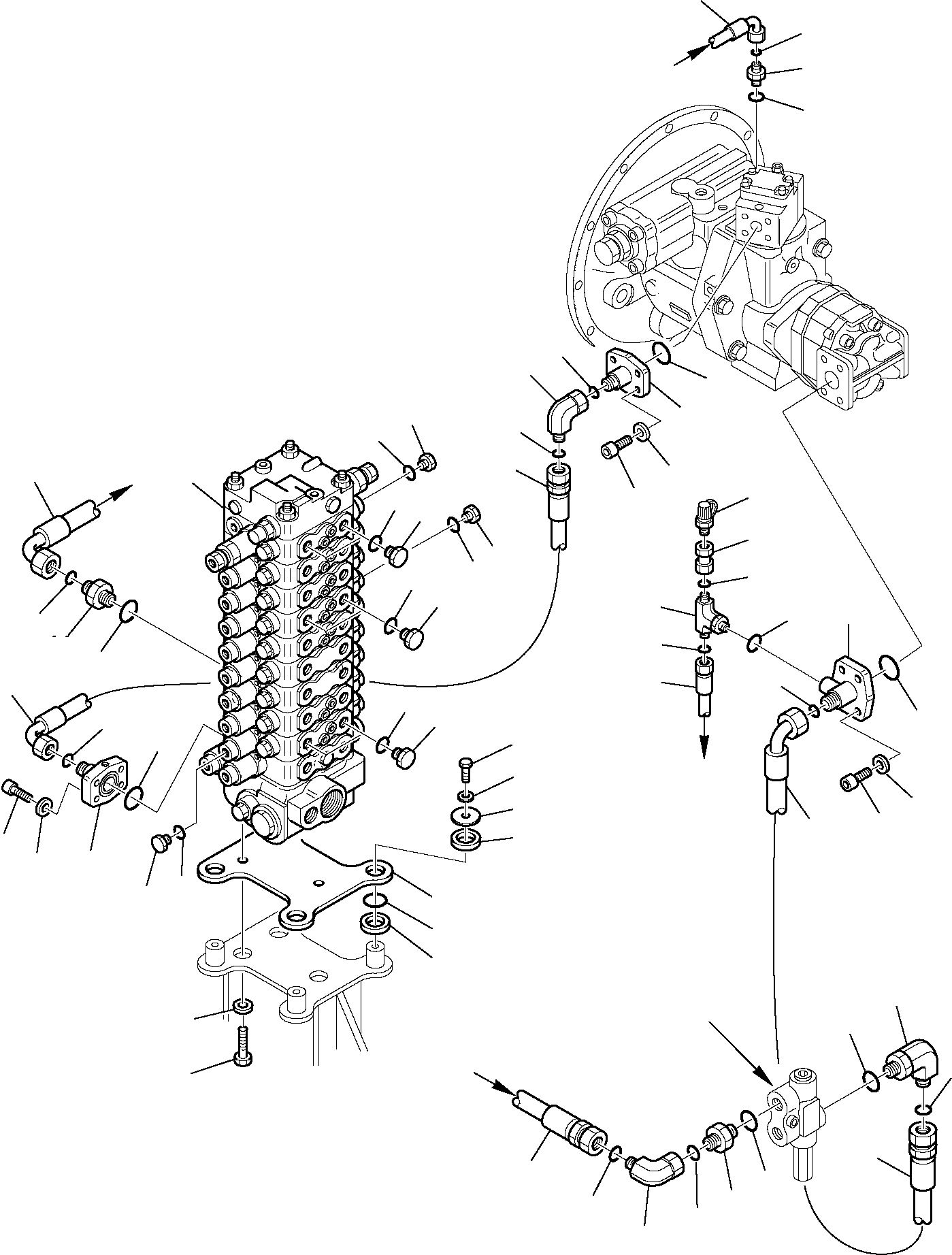 Komatsu parts book diagram for PW110R-1 S/N 2260010001-Up: HYDRAULIC PIPING (DELIVERY LINE)