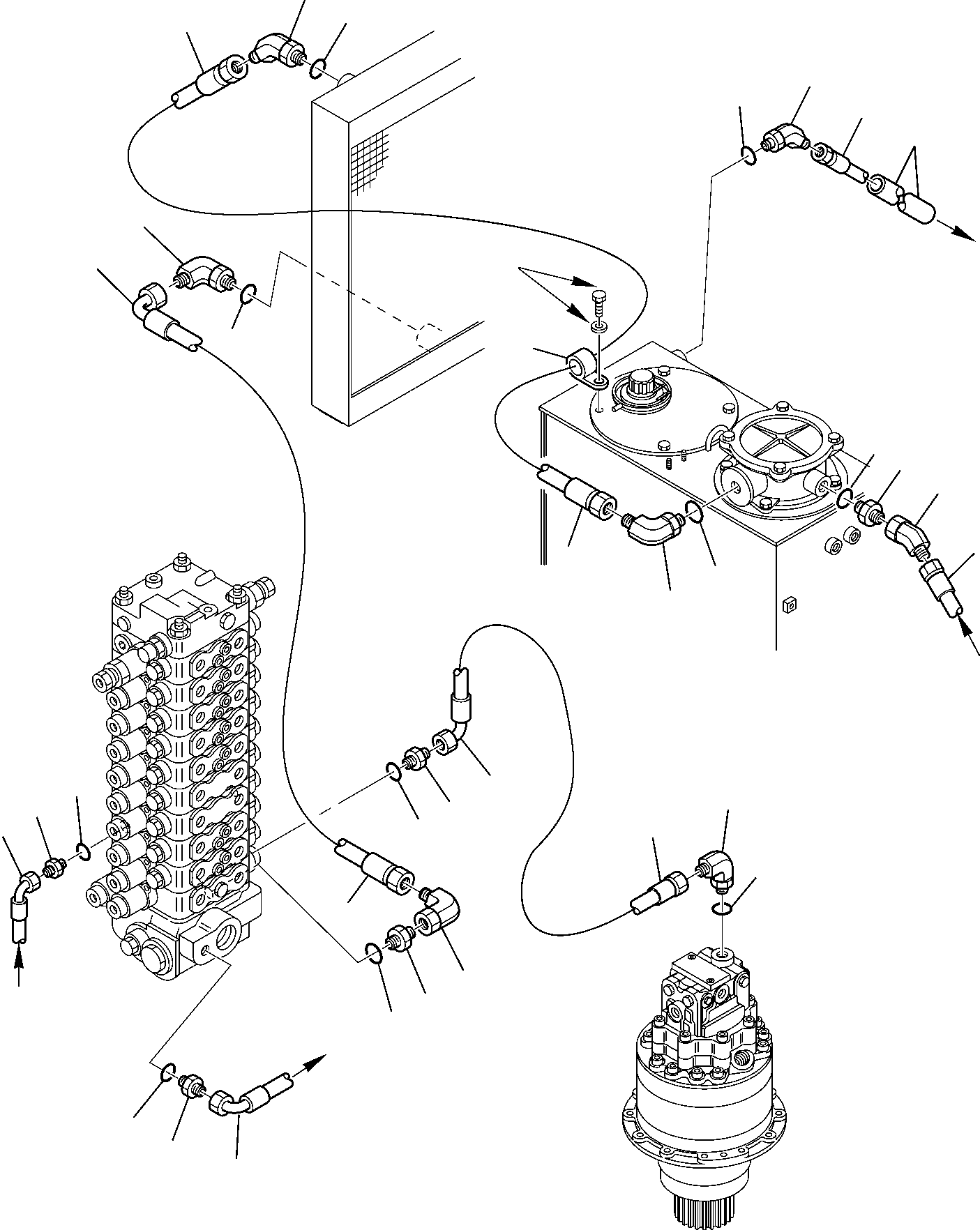Komatsu parts book diagram for PW110R-1 S/N 2260010001-Up: HYDRAULIC PIPING (OIL COOLER AND RETURN LINE)