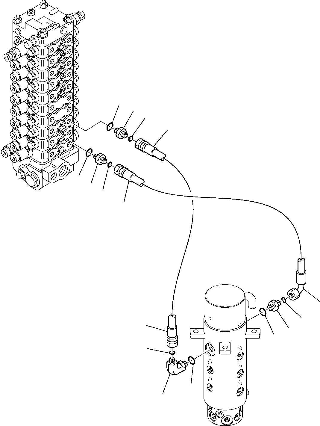 Komatsu parts book diagram for PW110R-1 S/N 2260010001-Up: HYDRAULIC PIPING (TRAVEL MOTOR LINE) (UPPER)