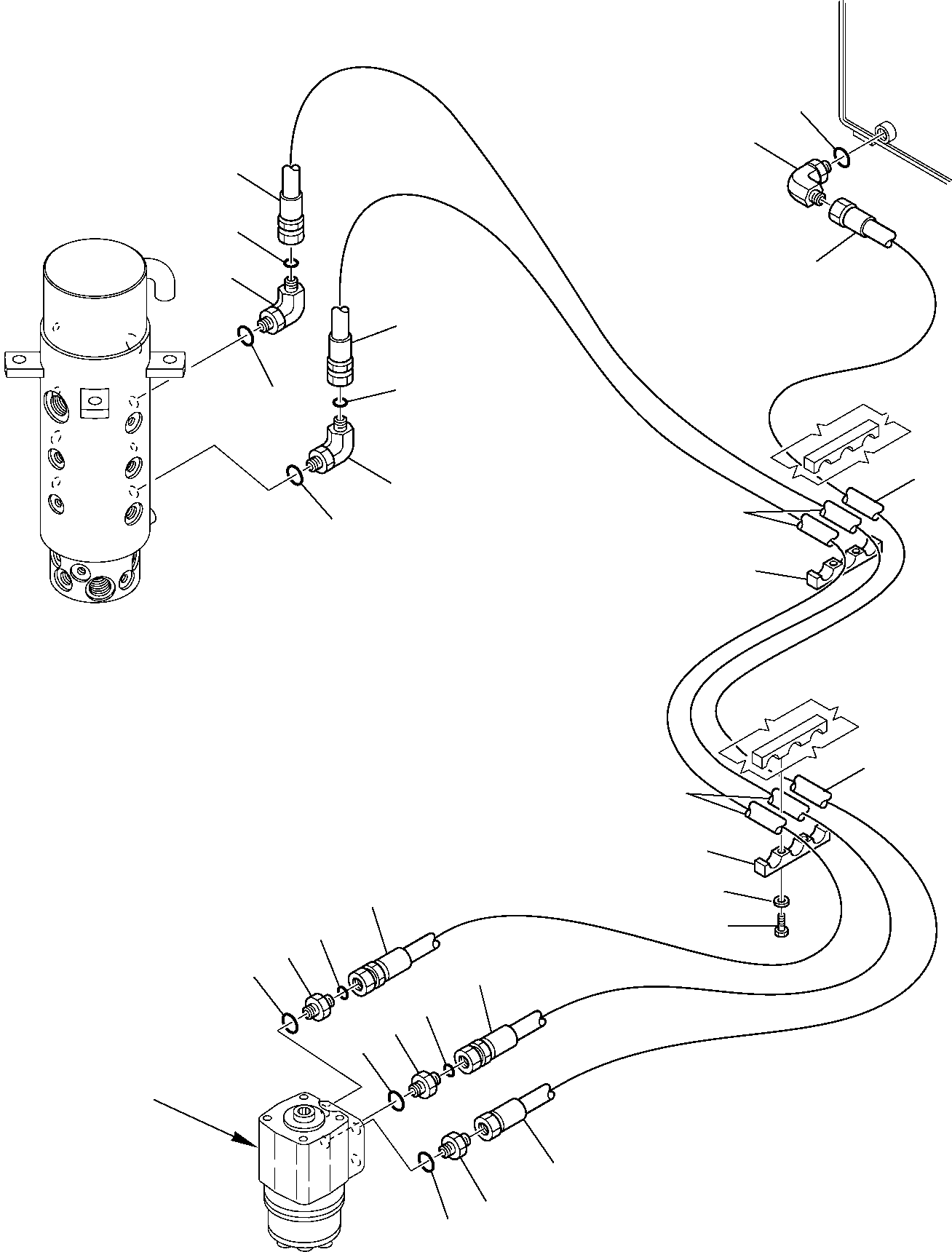 Komatsu parts book diagram for PW110R-1 S/N 2260010001-Up: HYDRAULIC PIPING (STEERING LINE) (2/2)
