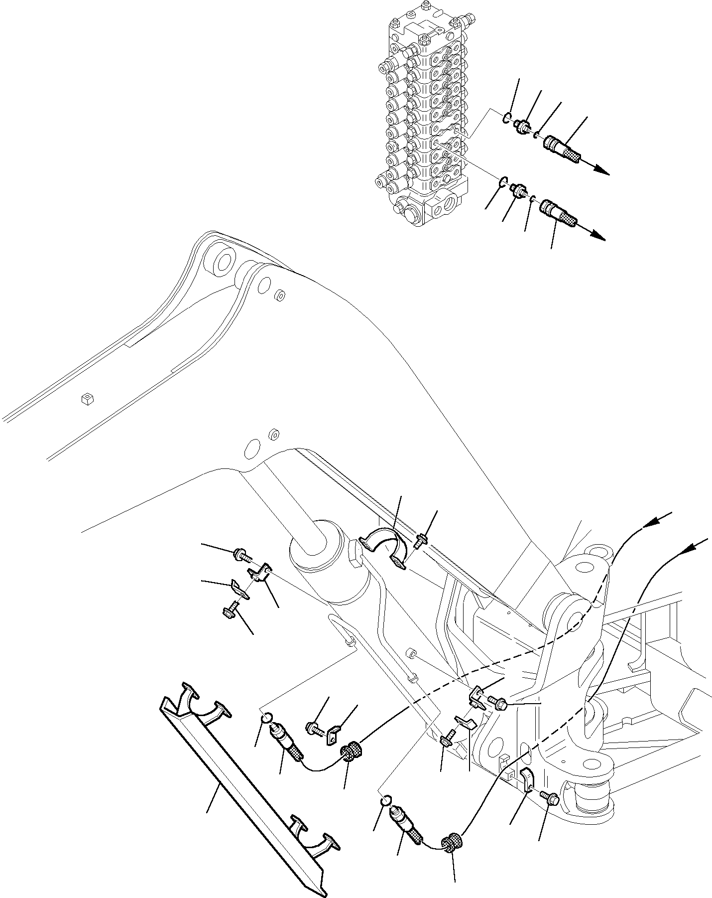 Komatsu parts book diagram for PW110R-1 S/N 2260010001-Up: HYDRAULIC PIPING (BOOM CYLINDER LINE)