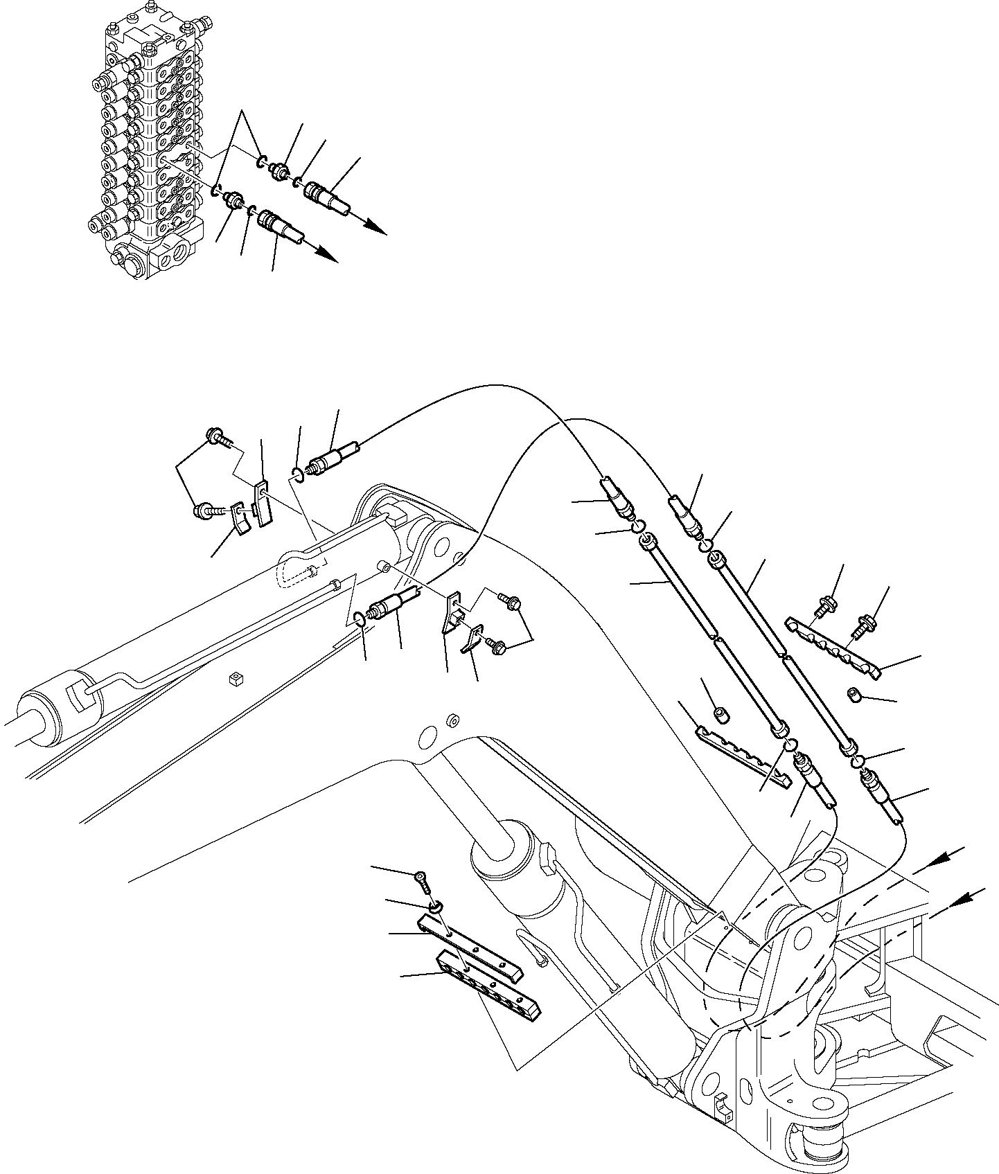 Komatsu parts book diagram for PW110R-1 S/N 2260010001-Up: HYDRAULIC PIPING (ARM CYLINDER LINE)