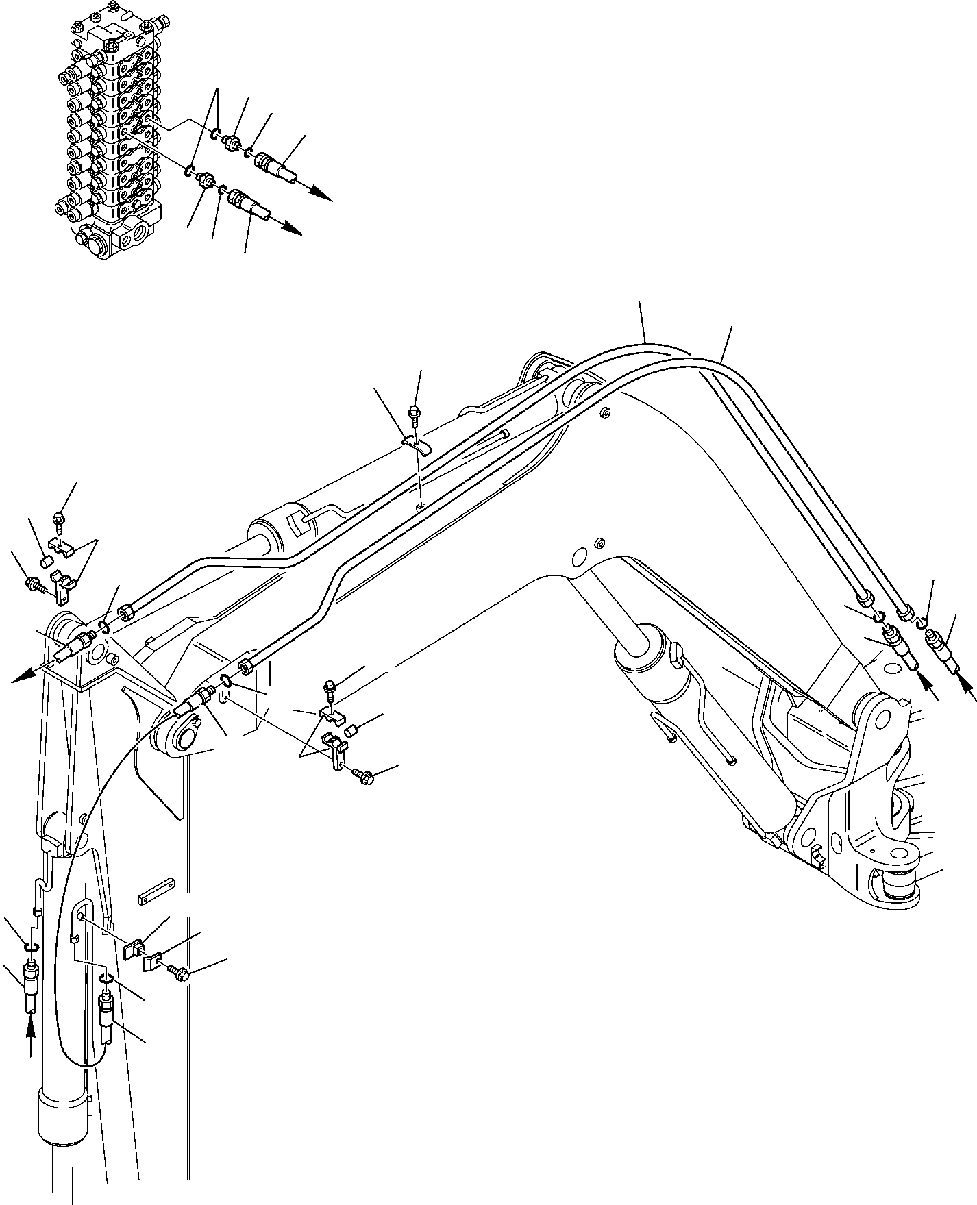 Komatsu parts book diagram for PW110R-1 S/N 2260010001-Up: HYDRAULIC PIPING (BUCKET CYLINDER LINE)