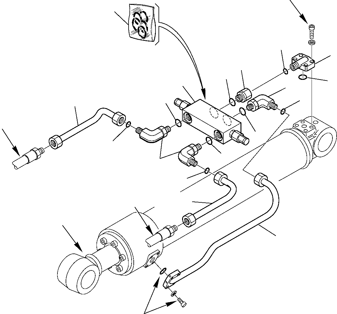 Komatsu parts book diagram for PW110R-1 S/N 2260010001-Up: HYDRAULIC PIPING (BUCKET CYLINDER LINE) (SAFETY VALVE)