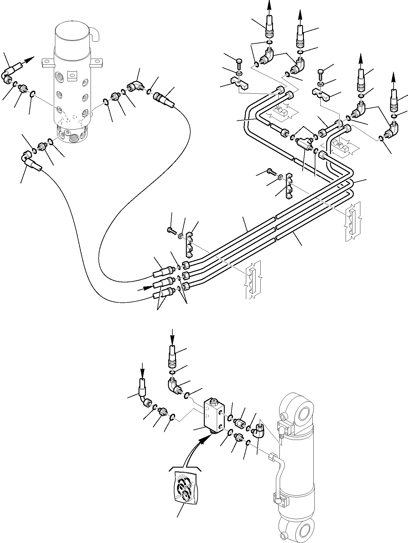 Komatsu parts book diagram for PW110R-1 S/N 2260010001-Up: HYDRAULIC PIPING (REAR OUTRIGGER)