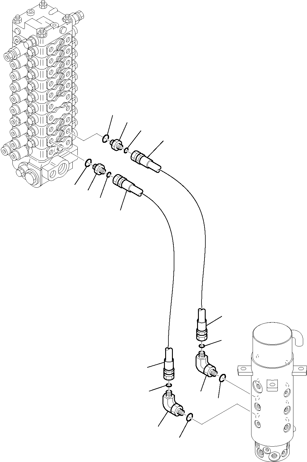 Komatsu parts book diagram for PW110R-1 S/N 2260010001-Up: HYDRAULIC PIPING BLADE