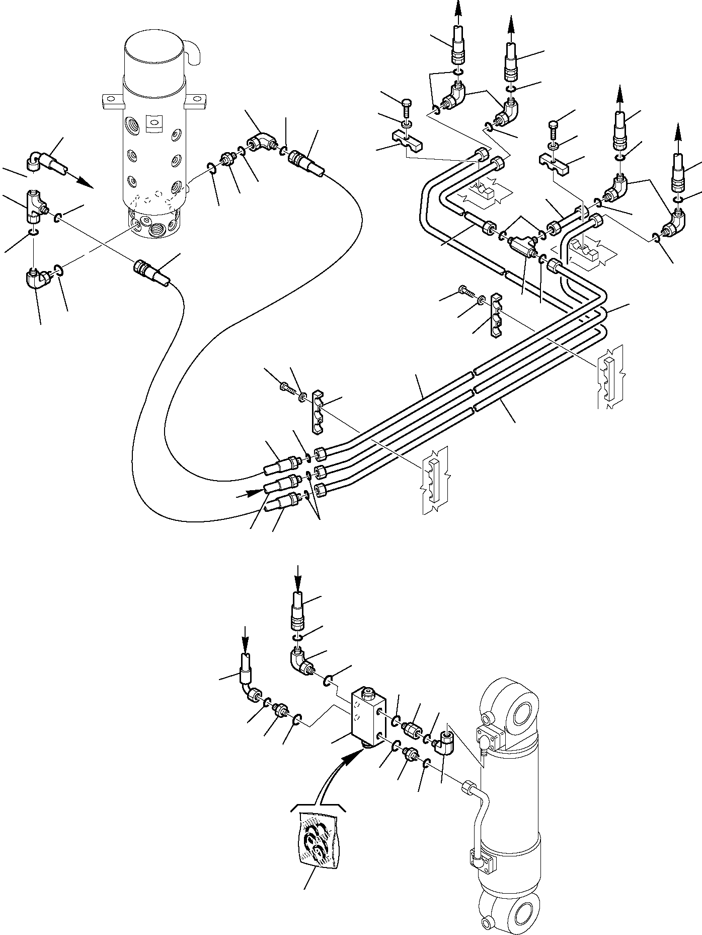 Komatsu parts book diagram for PW110R-1 S/N 2260010001-Up: HYDRAULIC PIPING REAR BLADE