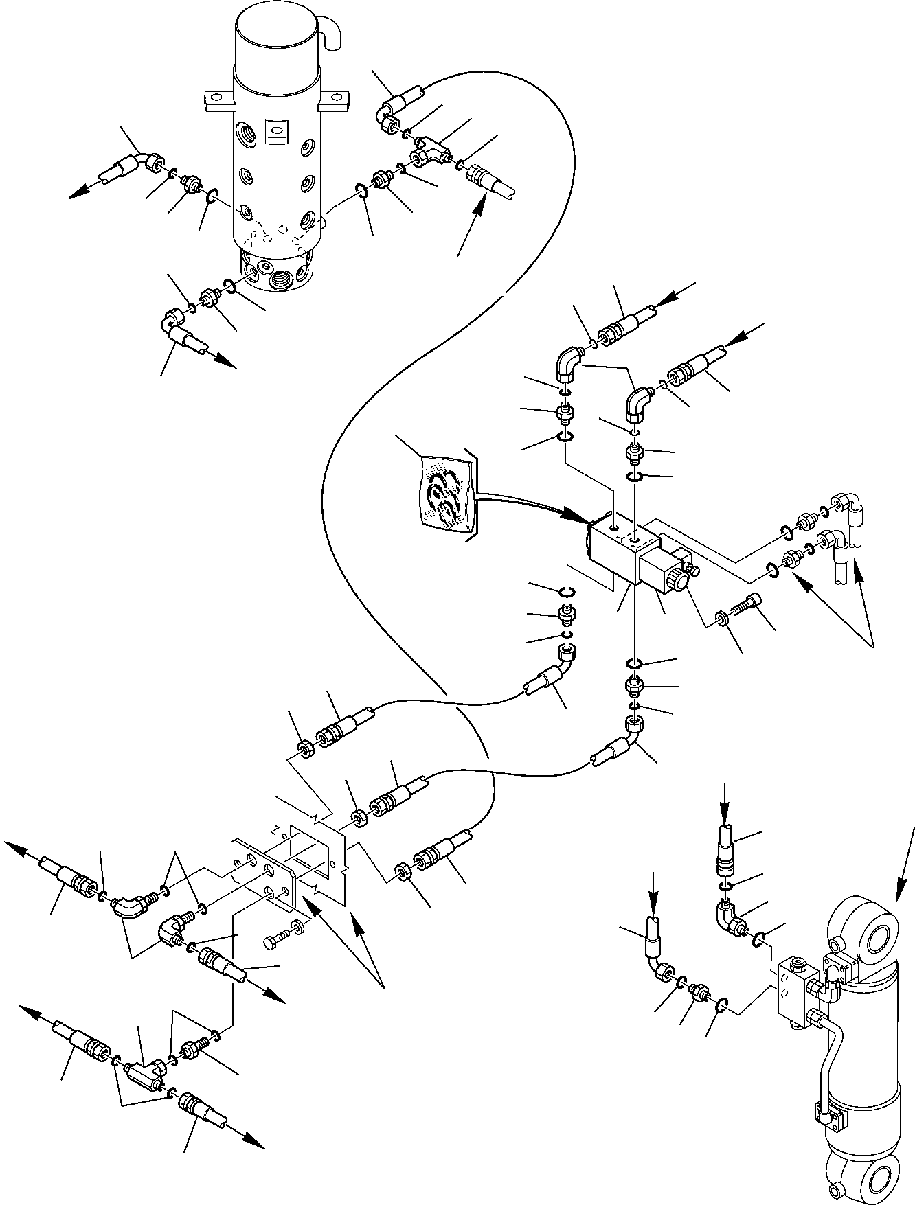Komatsu parts book diagram for PW110R-1 S/N 2260010001-Up: HYDRAULIC PIPING (FRONT AND REAR OUTRIGGER) (1/2)