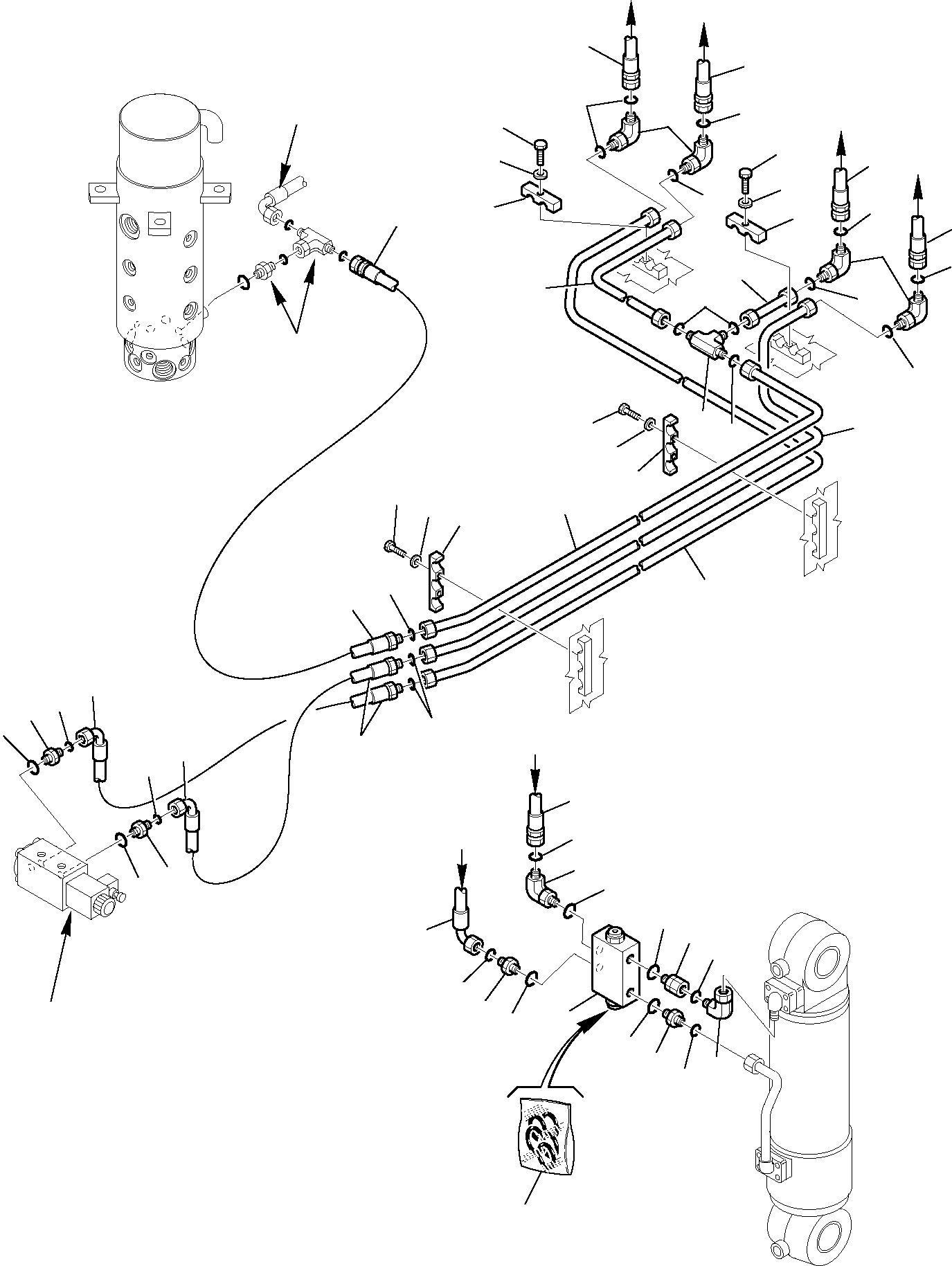 Komatsu parts book diagram for PW110R-1 S/N 2260010001-Up: HYDRAULIC PIPING (REAR AND FRONT OUTRIGGER) (2/2)
