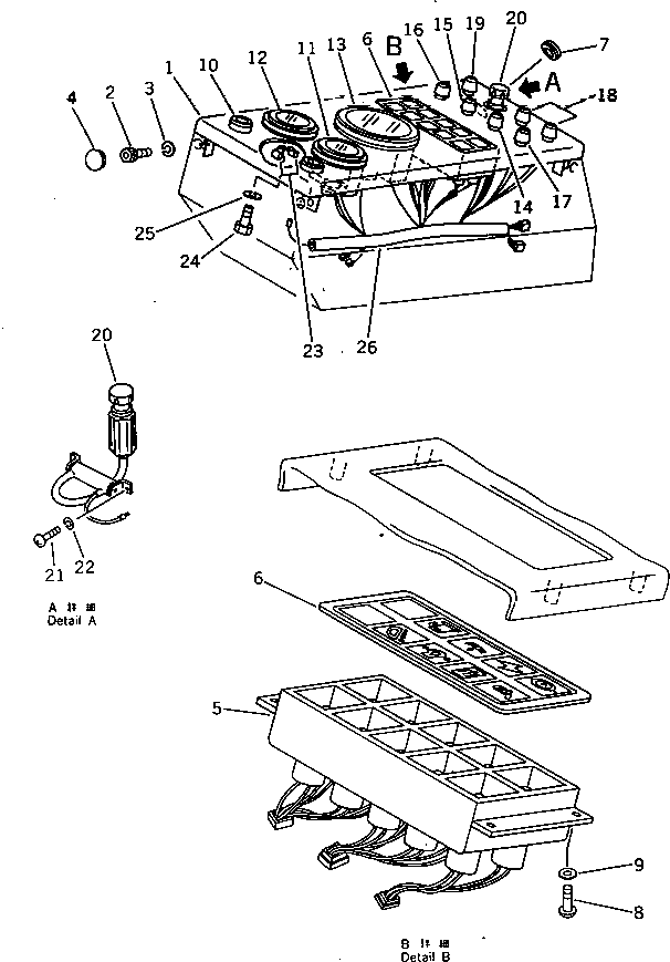 Komatsu parts book diagram for PW150-1 S/N 1001-UP: INSTRUMENT PANEL