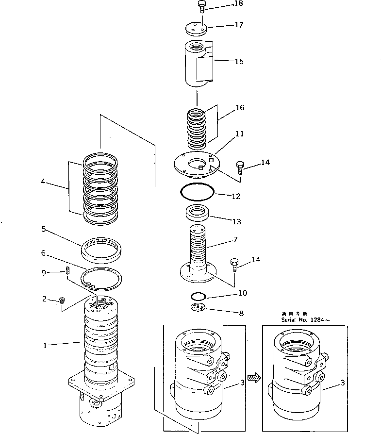 Komatsu parts book diagram for PW150-1 S/N 1001-UP: SWIVEL JOINT