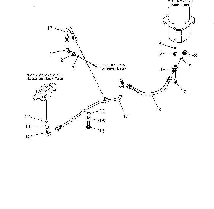 Komatsu parts book diagram for PW150-1 S/N 1001-UP: DRAIN PIPING (1/2)